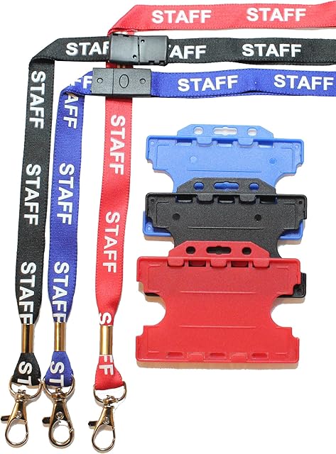 Customcard ltd Printed Staff Safety Neck Lanyard Metal Clip with Double Sided ID Card Holder Blue
