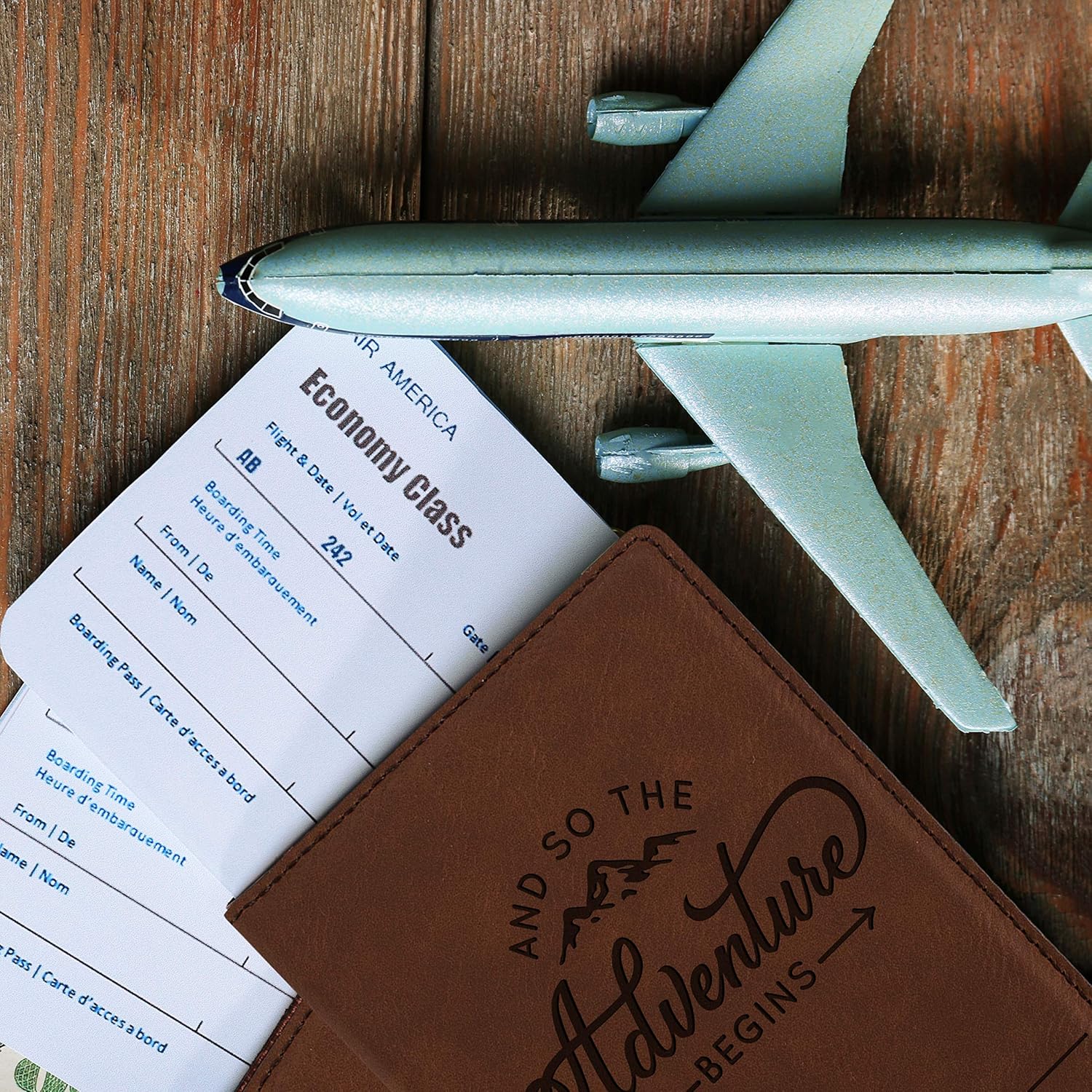 Personalized Leatherette Passport Holder and Luggage Tag Set for Women and Men | 18 Design Options | Custom Engraved Passport Cover Suitcase Tag with Name, Travel Gifts for Boss | Black