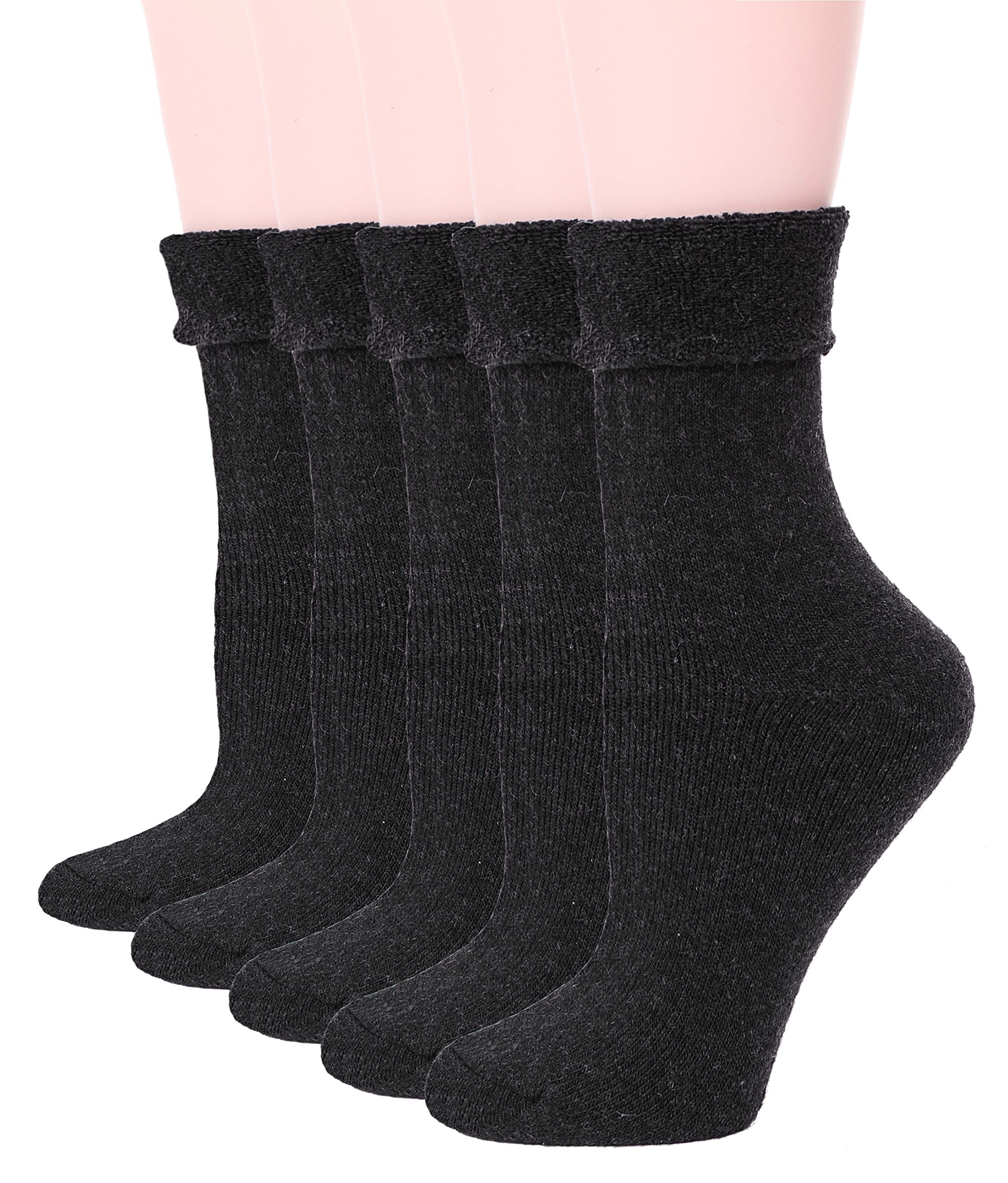 EBMORE 5 Pairs Women Merino Wool Boot Socks Thermal Hiking Winter Warm Thick Cozy Cabin Crew Comfy Socks for Ladies
