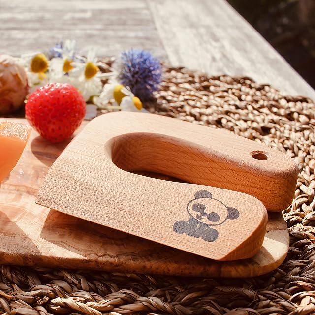 GoBobos Toddler Knife for Chopping - NO Plastic! - Child Safe Knife for Cutting - Montessori Children's Knives Kids Learning Knife 2-6 yrs (Beech)