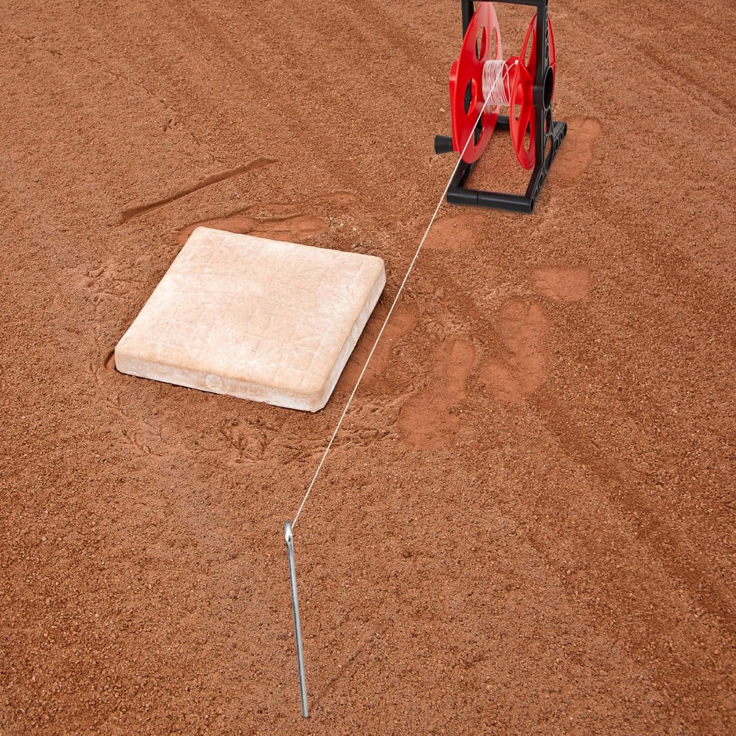 Sports Standard String Winder Kit with 500 ft #36 Nylon String Line and Ground Nail, Baseball Field Line Cord Storage Reel with Center Spin Handle for Baseball Soccer