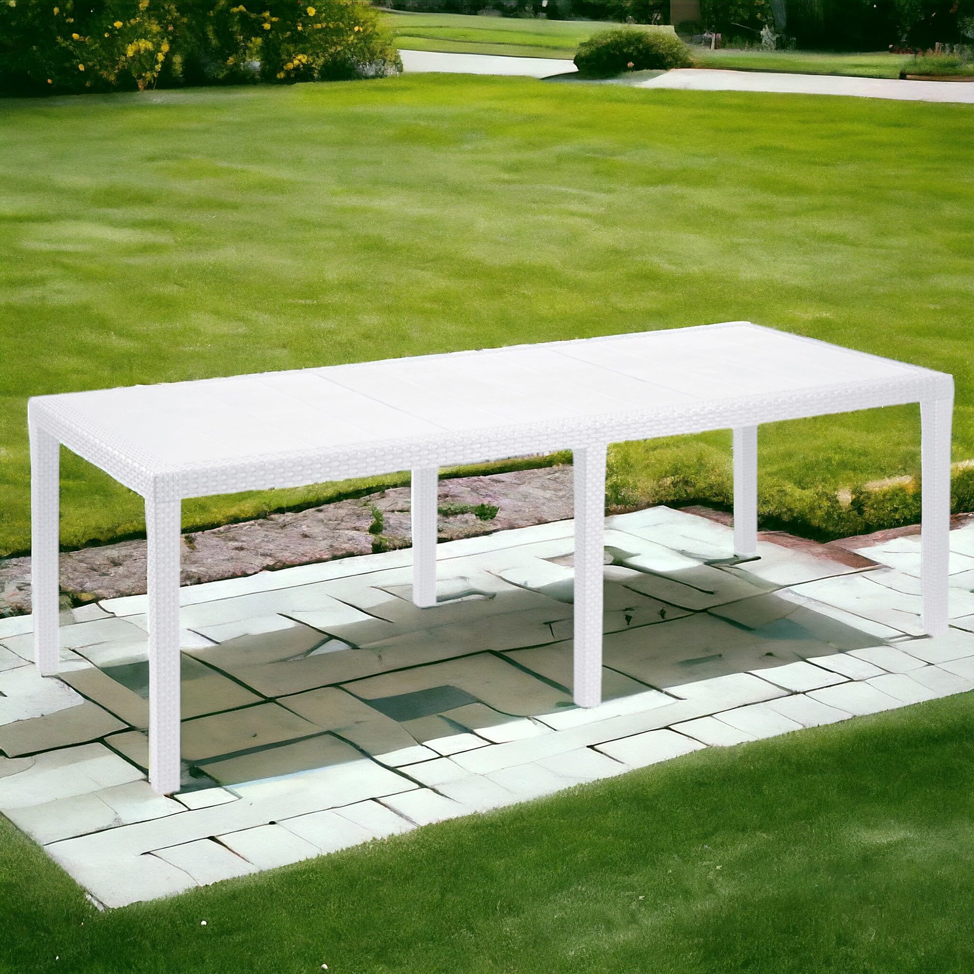 Ipae-Progarden S.P.A. IPAE-PROGARDEN Tavolo da Giardino Allungabile in Polipropilene-Modello Queen, 1, Bianco