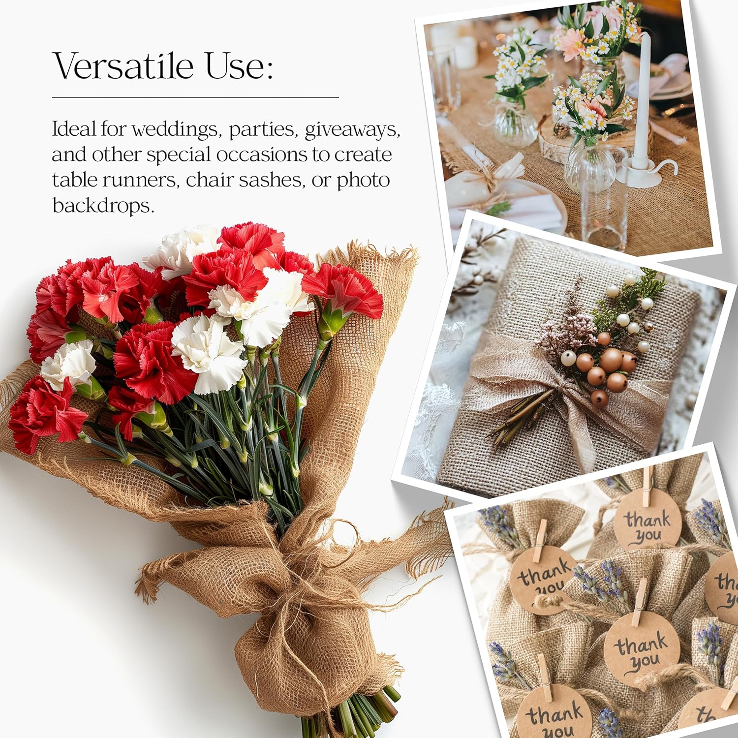 Burlap Jute Fabric by The Yard Natural Burlap Roll, 24 Inch Wide x 100 Yards, 10 Ounce – Eco-Friendly Material for Rustic Decor, Gardening, Table Runners, Crafts, and Weddings - Made in USA