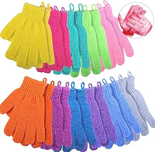 24 Pcs Bath Gloves,Exfoliating Shower Gloves,Double Sided Exfoliating Gloves,Body Scrub Gloves with Hanging Loop,Exfoliating Bath Gloves Clean Dead Skin for Beauty Spa Massage Shower,12 Colors