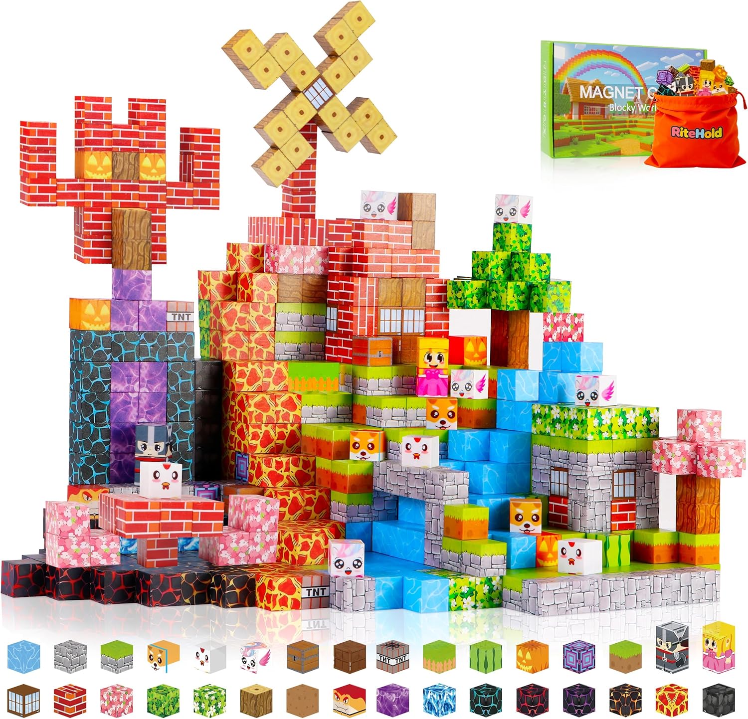 Magnetic Building Blocks for Kids Magnet Build Cubes Toys Magnets STEM Montessori 150 PCS 0.8in Sensory Construction Game for Toddler Ages 3 4 5 6 7 8 9 10 Boys Girls Christmas Birthday Gifts