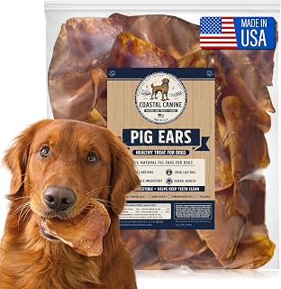 Pig Ears for Dogs Made In USA | Pork Ear Dog Chews Long Lasting | Natural Pigs Ears Dog Treats for Aggressive Chewers | Great For Small & Large Dogs | No Rawhide, Additives or Preservatives (30 Count)