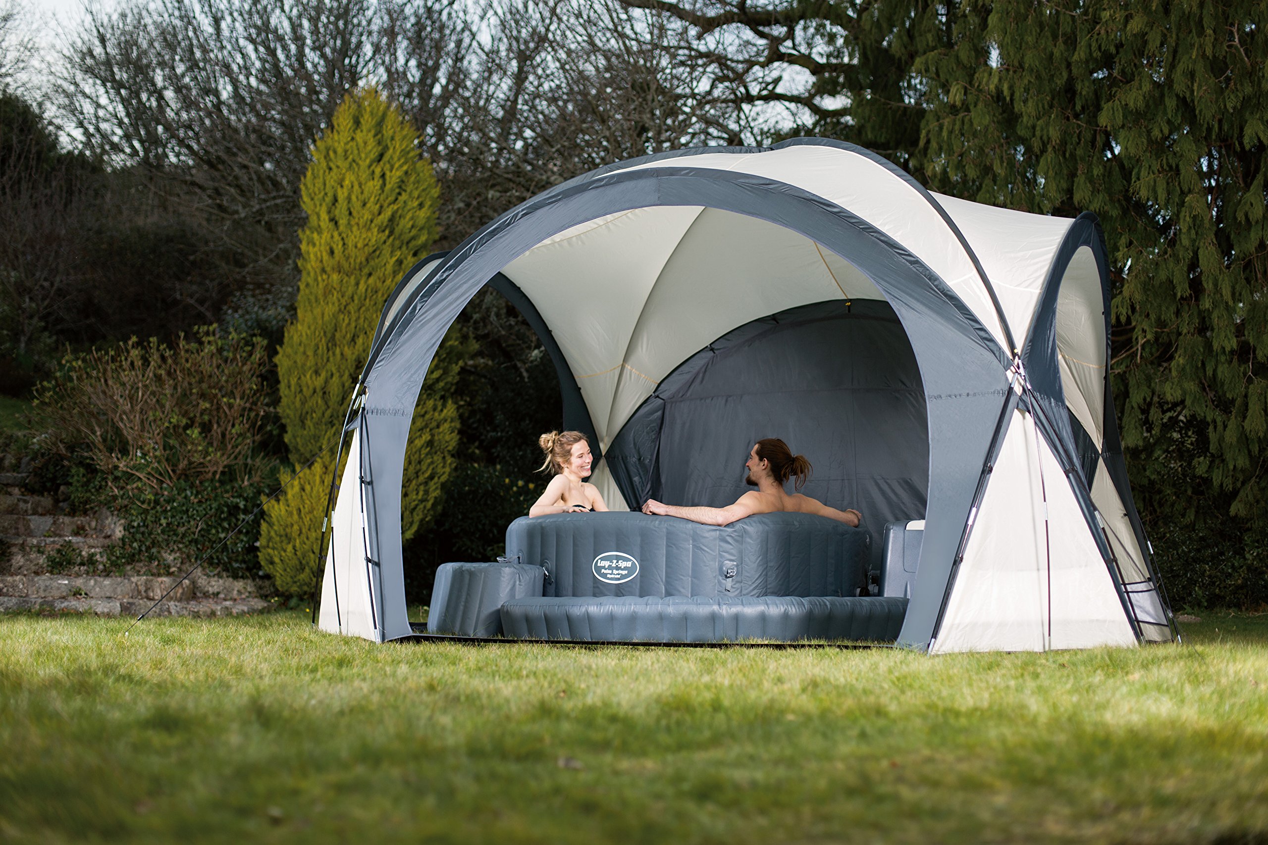 Bestway Lay-Z-Spa Pavillon, weiß-grau, 390 x 390 x 255 cm, 58460-05