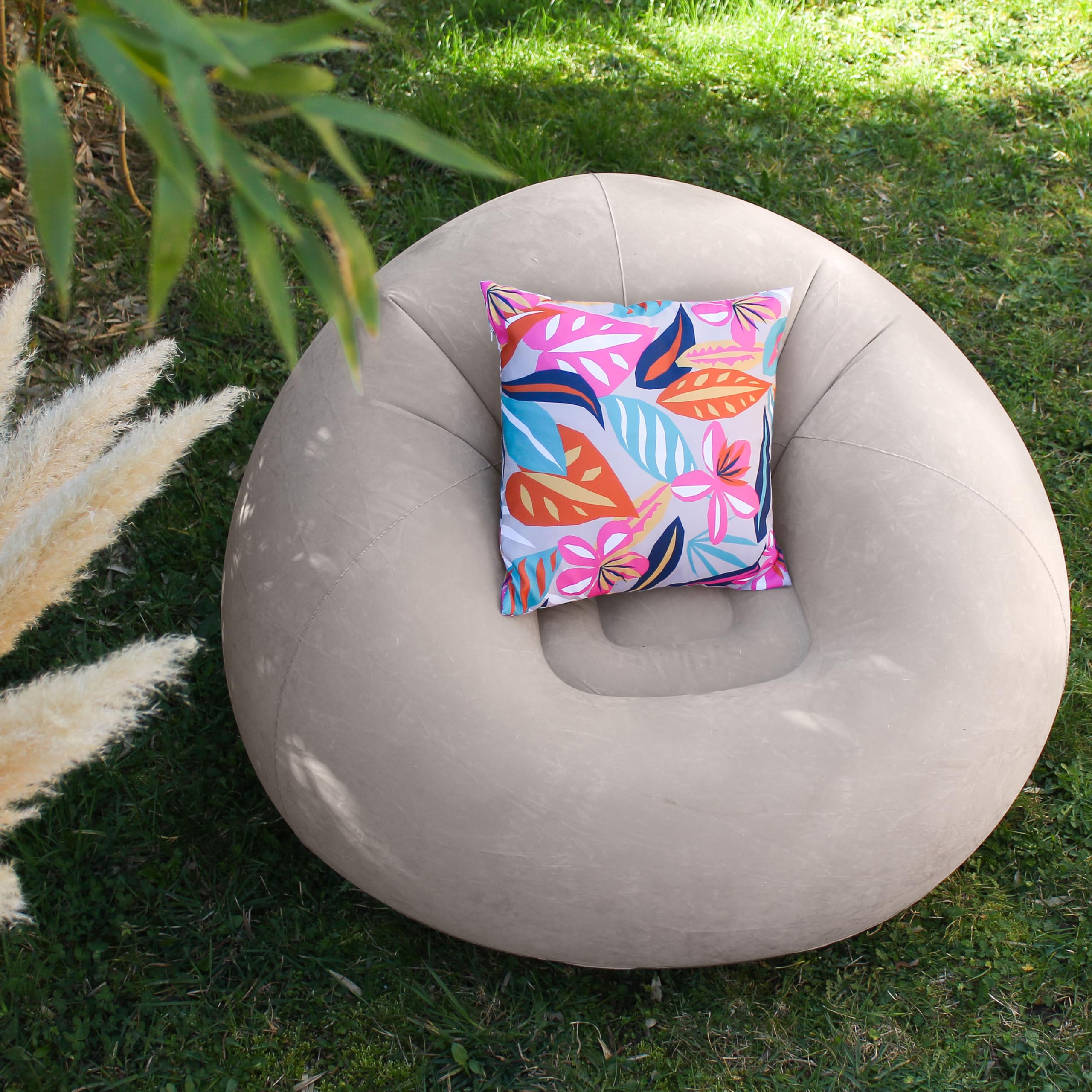 Poltrona da esterno gonfiabile 100x100 cm beige naturale PVC floccato Costa