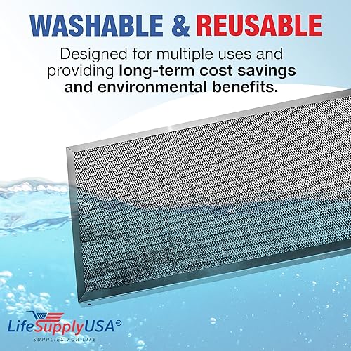 Miniatura 4 de LifeSupplyUSA Filtro de aire electrostático de aluminio de repuesto (20 x 30 x 1) Filtro de CA reutilizable lavable para horno HVAC central, mejora