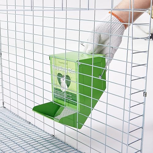 Miniatura 6 de Comedero de metal para animales pequeños con tapa, comedero resistente para conejos, dispensador de comida para conejos de gran capacidad, ideal