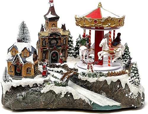 Miniatura 4 de allgala Figura coleccionable hecha a mano de poliresina para casa de Navidad con cable USB, fuente de alimentación-carrusel por Colorful