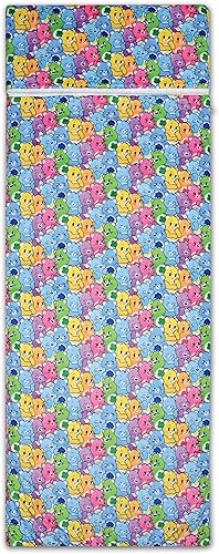 iscream Care Bears - Saco de dormir de forro polar de felpa con cremallera de 73 x 25 pulgadas, con forro de sherpa sintético, collage de oso de