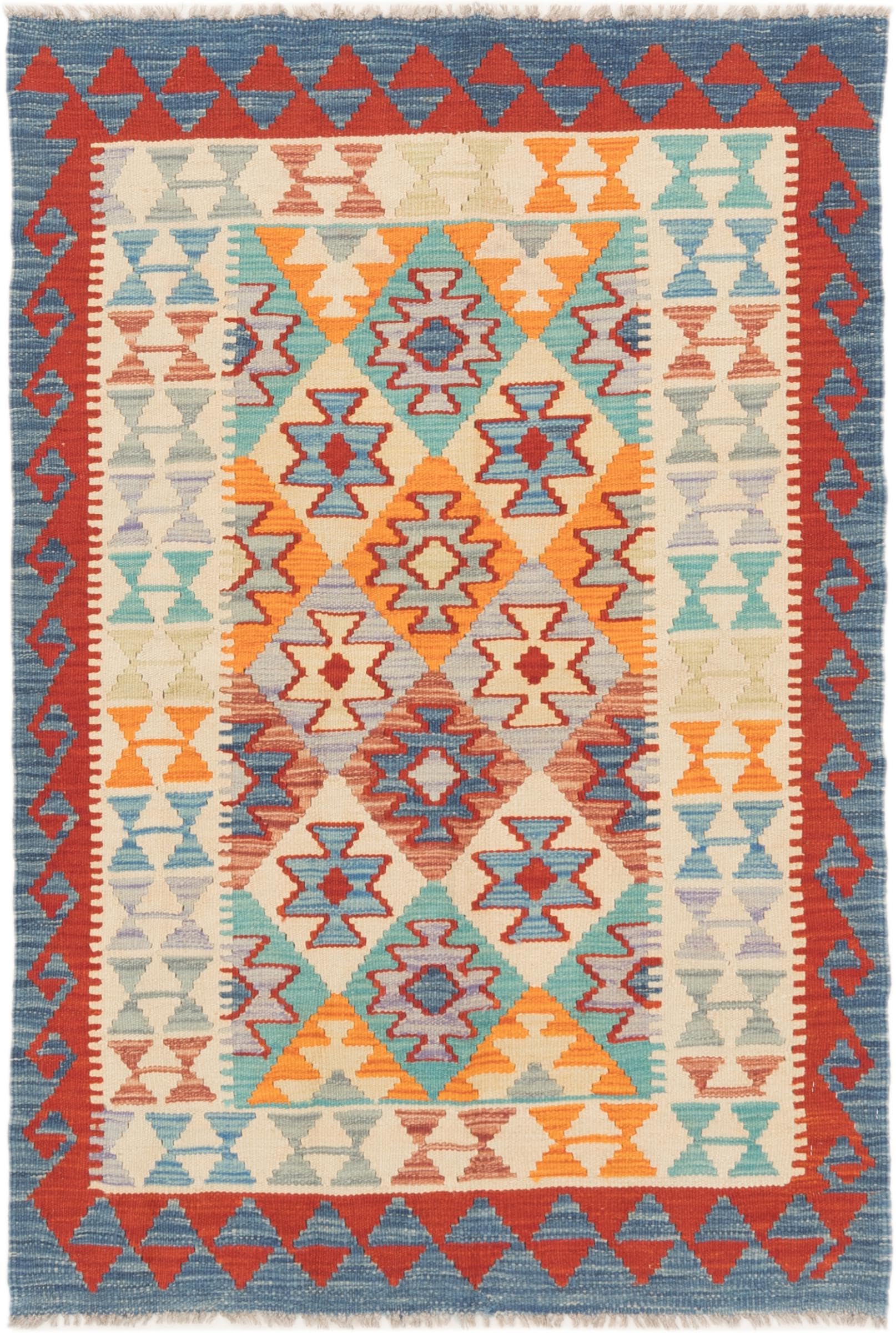 Kilim Afghan tissé à la main, tapis laine 100x146 cm pour réchauffer une chambre