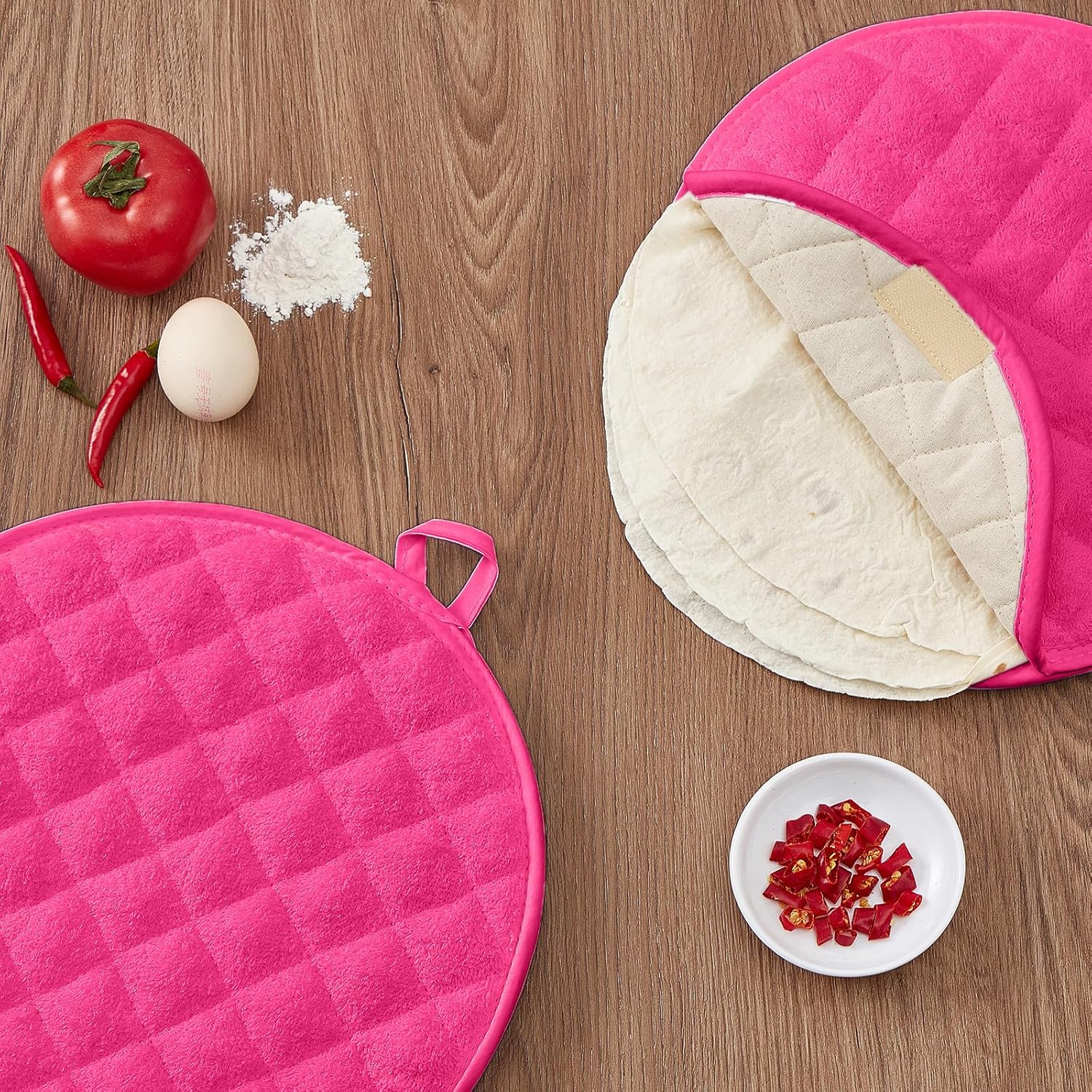 Tortilla Warmer,Tortilla Server,Pancake Keeper,Size 12”&10” High Density Fabric Keep Warm,Bag to Keep Food Warm (Pink, 12 inch)