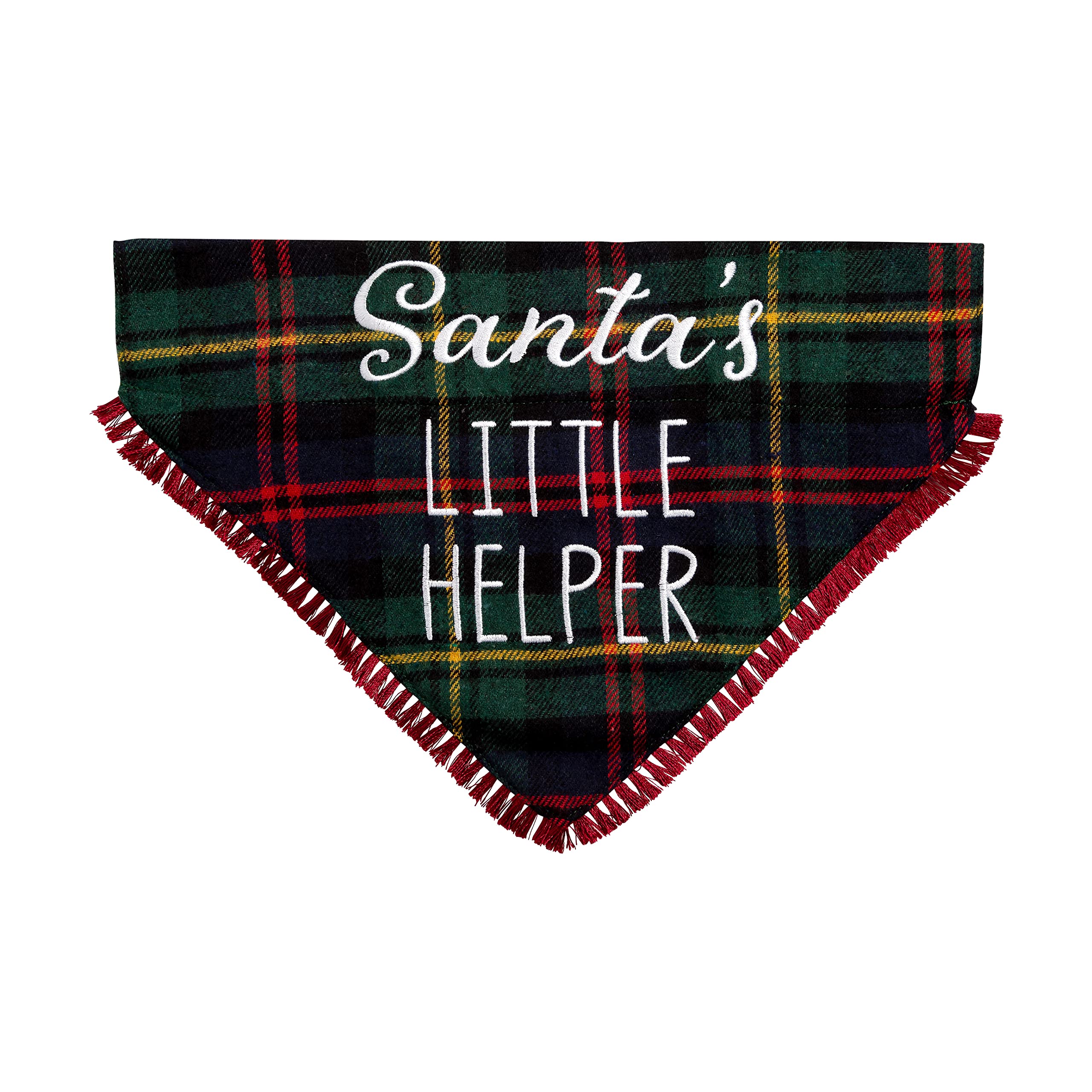 Pearhead Christmas Plaid Dog Bandana, Santa’s Little Helper Holiday Pet Bandana, Dog Christmas Bandana