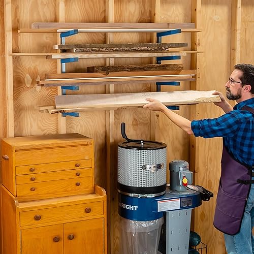 Miniatura 4 de ROCKLER Estantes de almacenamiento de madera de 4 niveles, para montaje en pared, sótano o organizador de garaje, estante de garaje de