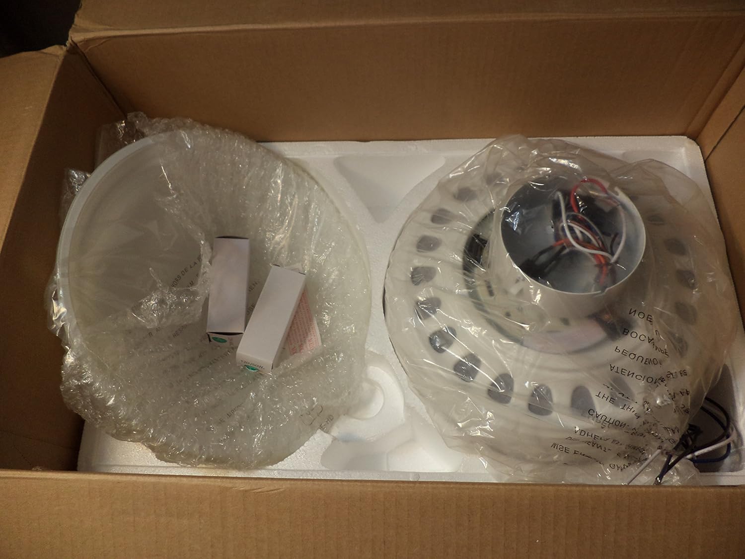 Hampton Bay Southwind Ceiling Fan components in box