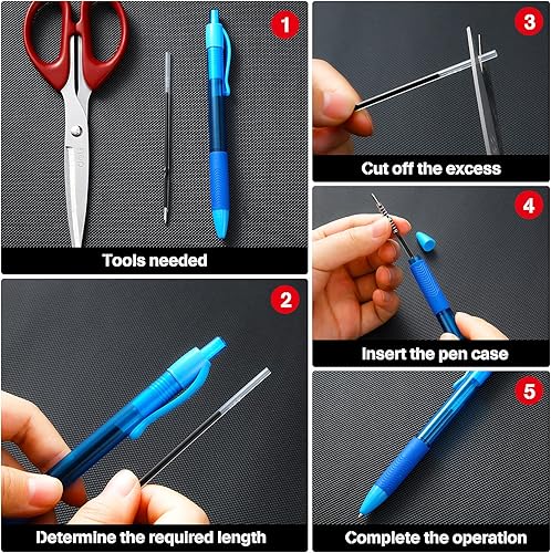 Miniatura 7 de 30 repuestos de bolígrafo de tinta negra, repuesto de bolígrafo de 0.039 in para bolígrafos retráctiles de clic, suministros universitarios de