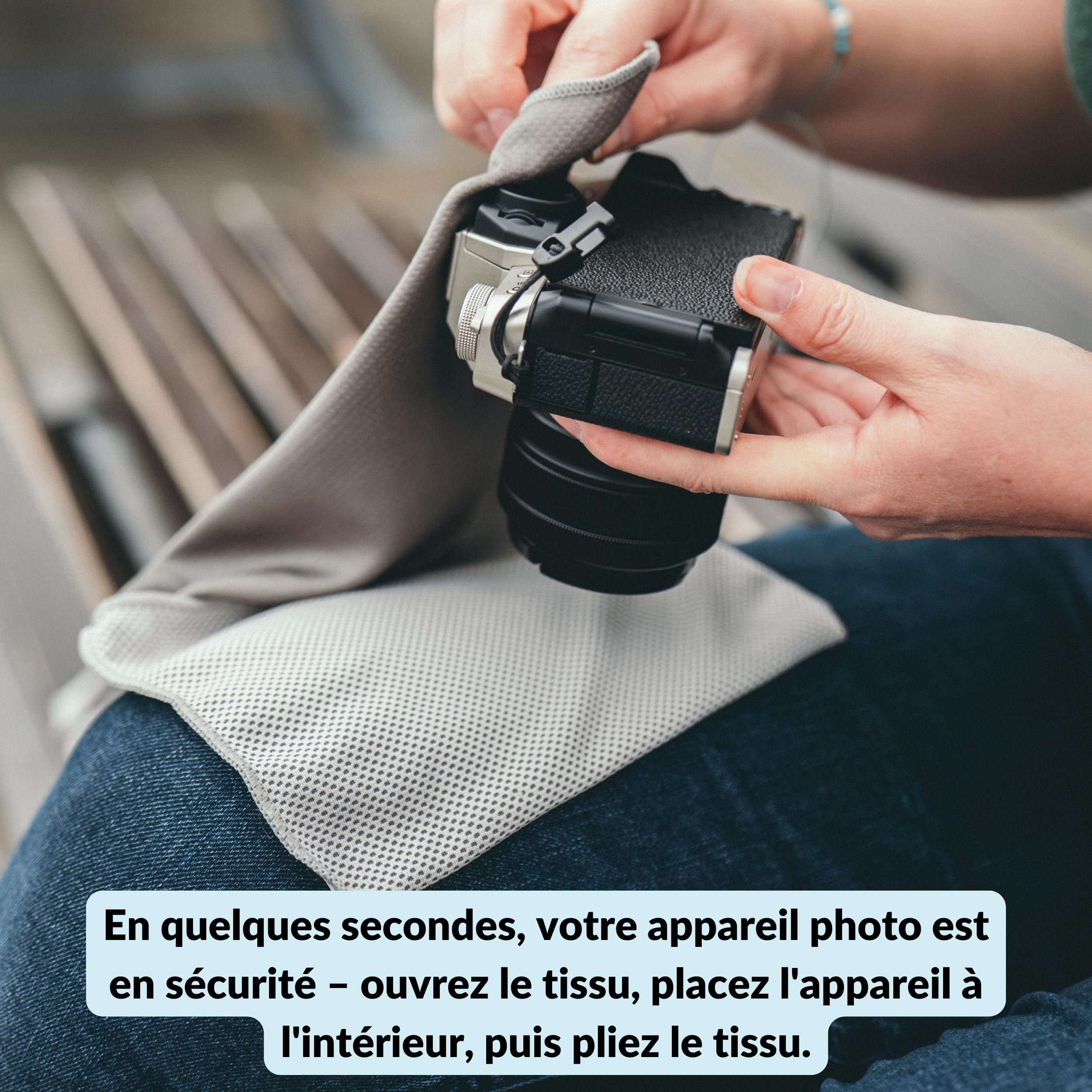 Pochette pour Appareil Photo LENS-AID, Sac pour Reflex Numérique, Gris, M (19 x 16 cm)