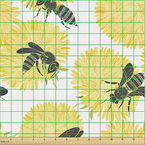 Miniatura 148 de Lunarable - Tela para amantes de perros de The Yard, patrón divertido de animales de dibujos animados en posiciones caprichosas estirando y Beige y