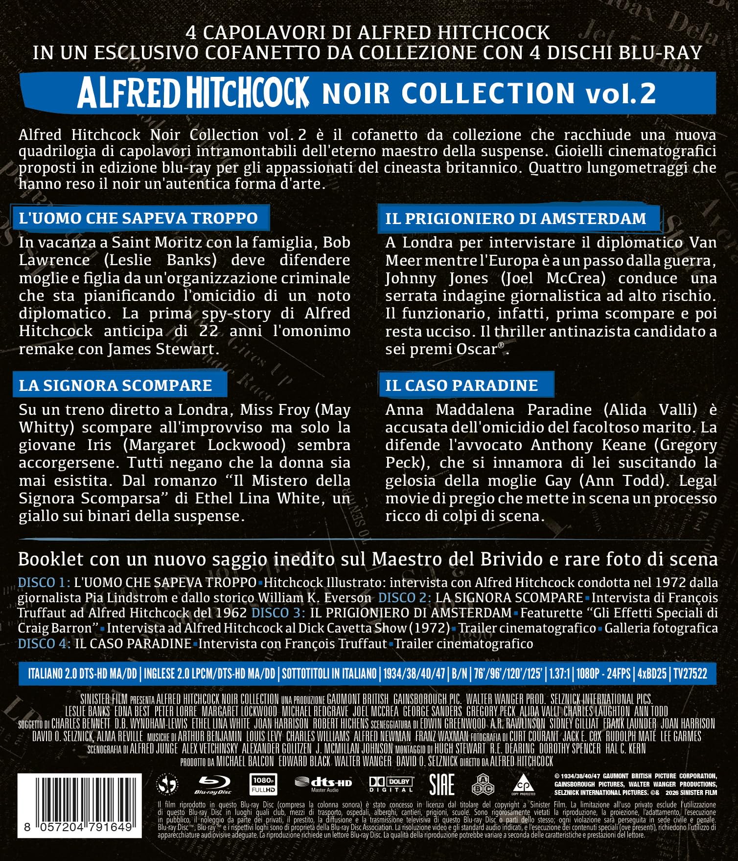 Alfred Hitchcock Noir Collection Vol. 2 (4 Blu-Ray)
