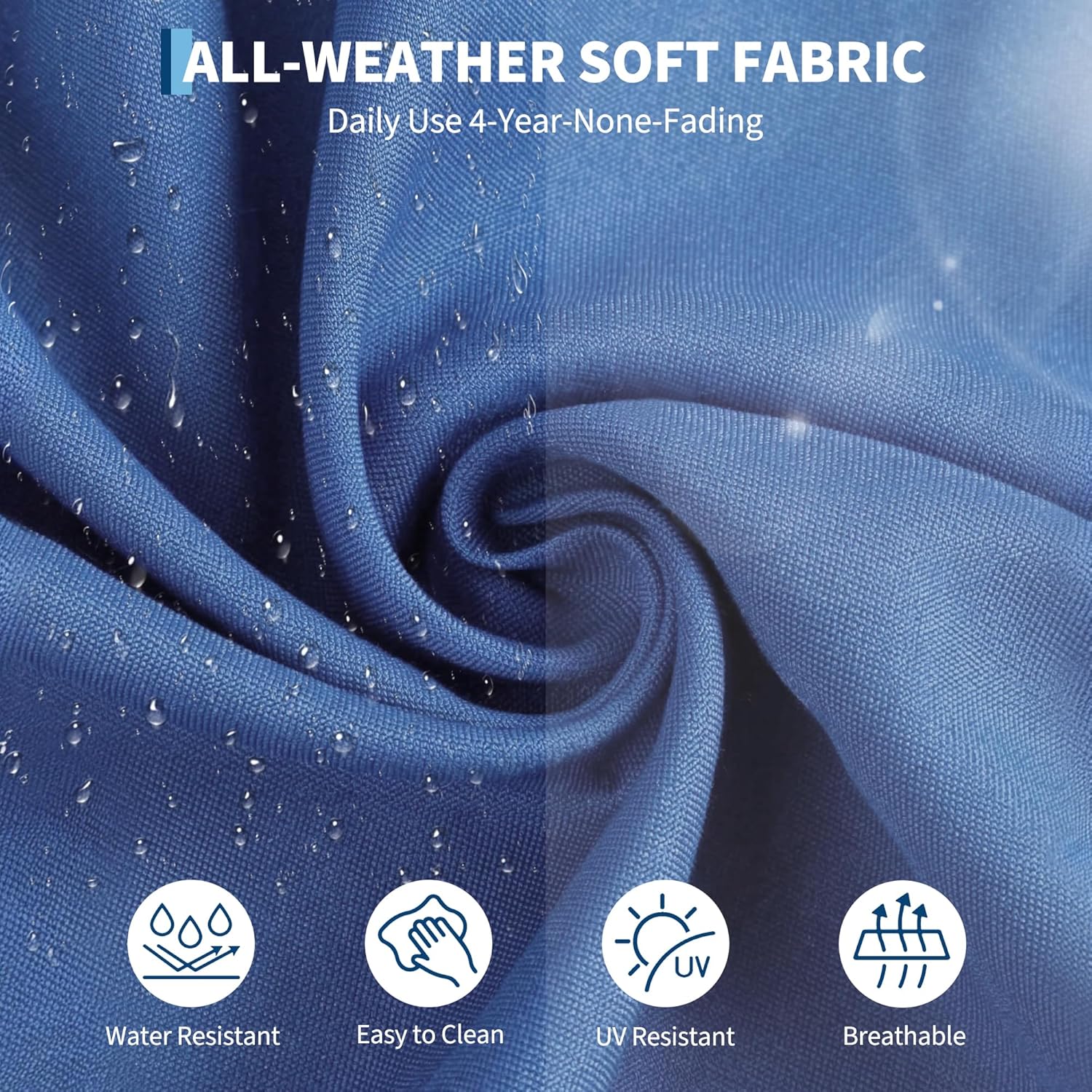 2 Piece Wicker Patio Conversation Set, Grey Gradient Rattan Chairs with Blue Cushions, Modern Outdoor Bistro Set for Small Spaces, Balcony, Poolside & Garden Lounge