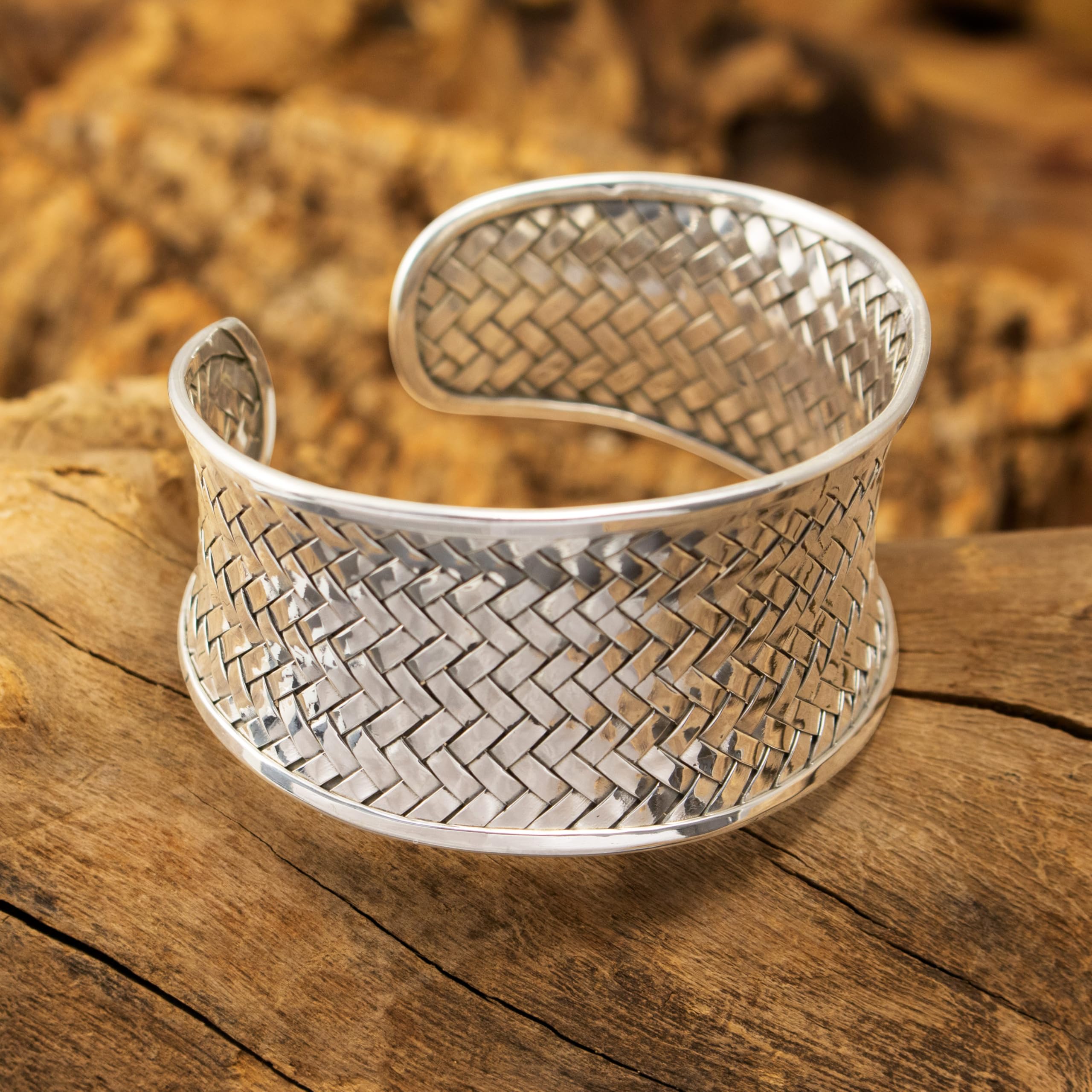 Fly Style Silber-Armreif - Damen-Armspange mit Flechtmuster - Poliert oder Oxidiert