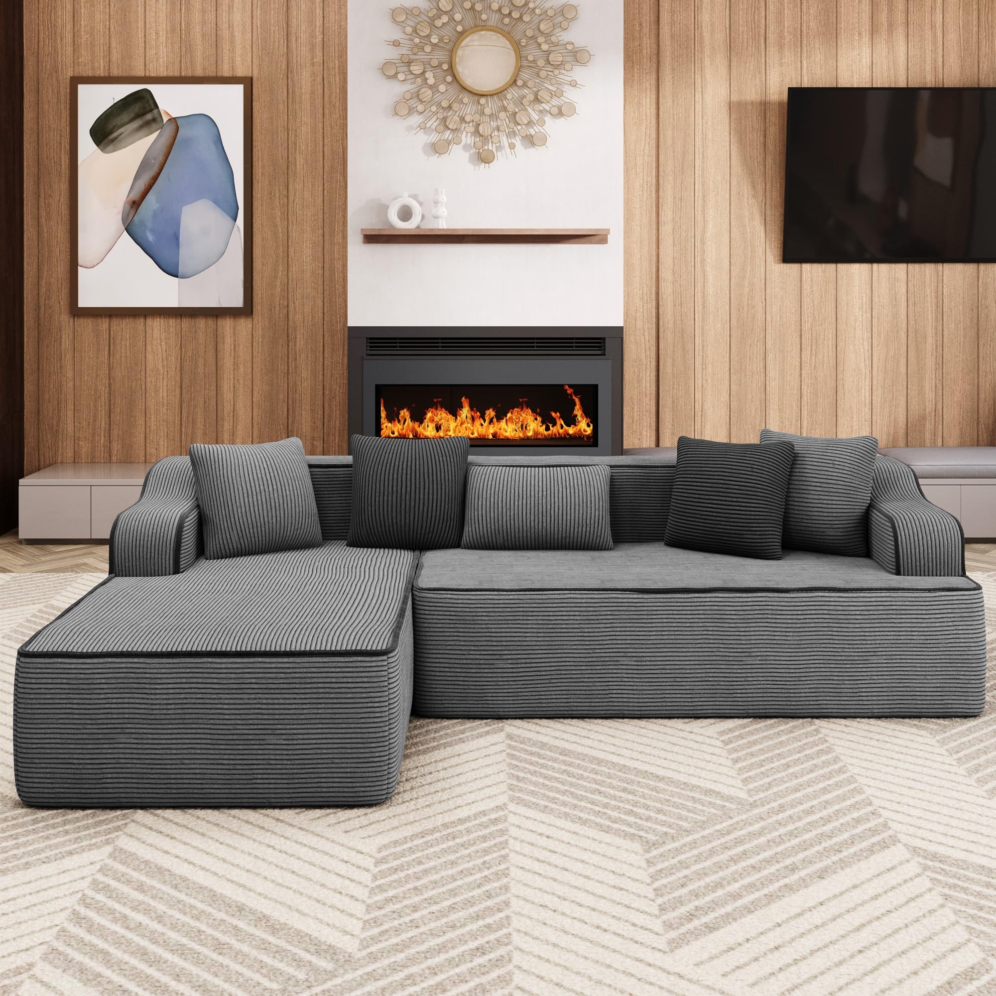 ALPHA HOME Ecksofa mit Schlaffunktion, L-Form Boneless Couch