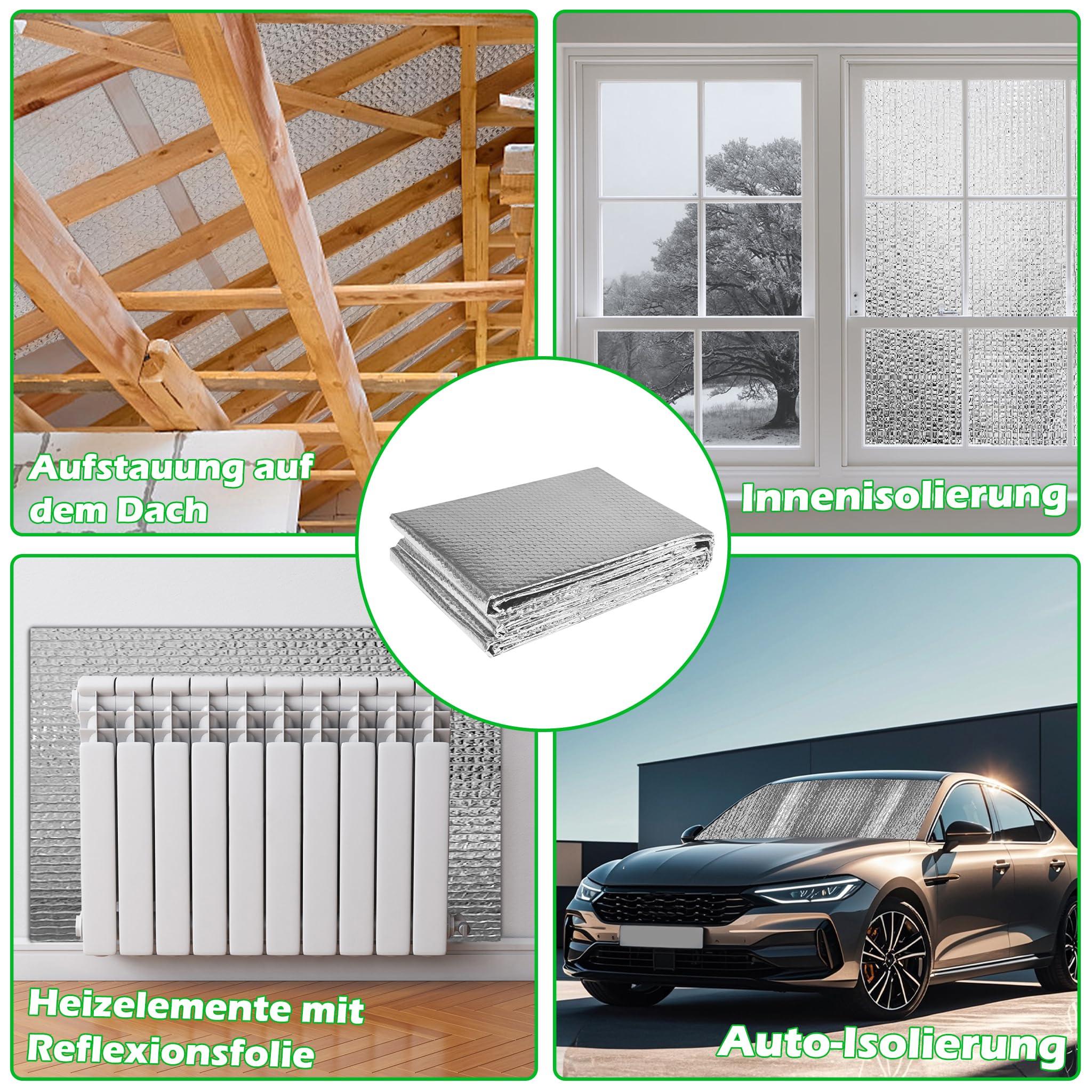 UISEBRT Lámina aislante de 0,6 x 20 m, lámina térmica de aluminio, lámina reflectante para radiadores, 3-4 mm de grosor, para mantener el calor, aislamiento térmico
