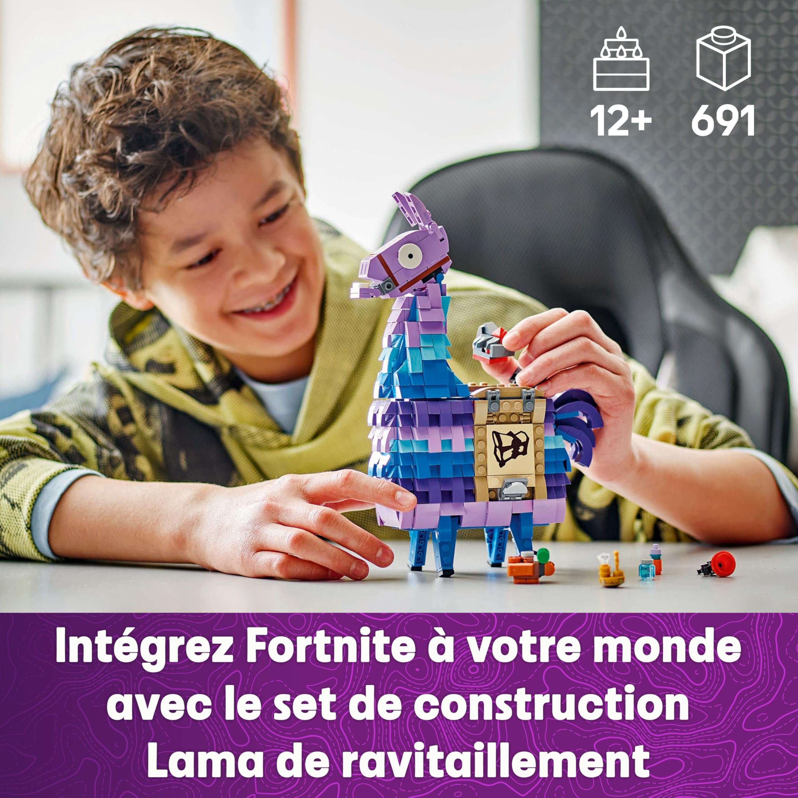 LEGO Fortnite Lama de Ravitaillement - Jouet de Construction - Figurine de Jeu Vidéo & Décoration - Accessoires Dont Slap Juice - Cadeau Collector pour Gamer Ado, Garçon ou Fille dès 12 Ans 77071
