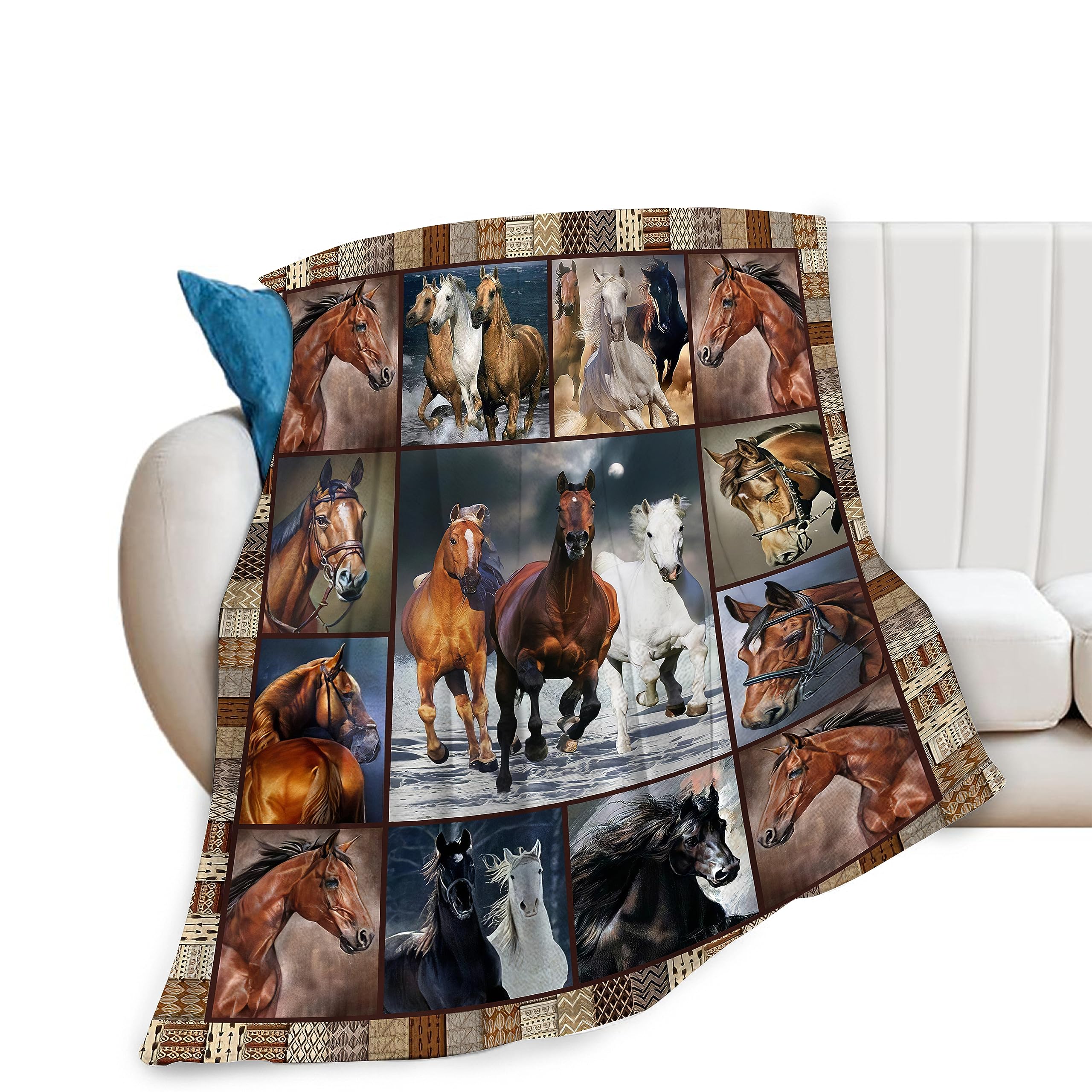 Mecowcm Girls Horse-1 Horse Blanket Super Soft Cozy Warm Horse Fleece Throw Blanket Fuzzy Plush Blanket Horse Gifts For Boys Kids Women Bed Decor 40"X50"