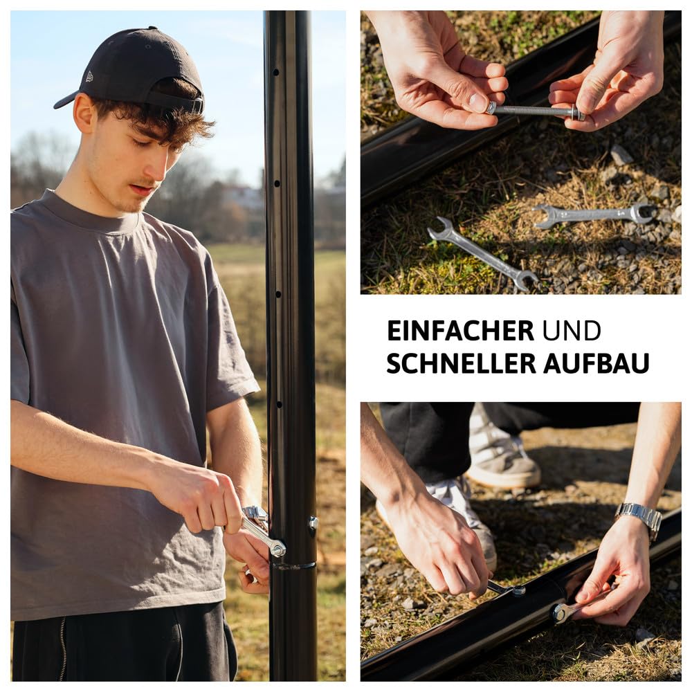 Dönges Basketballkorb höhenverstellbar 1,50-3,05m - Komplett-Set mit Ball & Pumpe - Outdoor & Indoor - Robuste wetterfeste Konstruktion - Für Kinder & Erwachsene