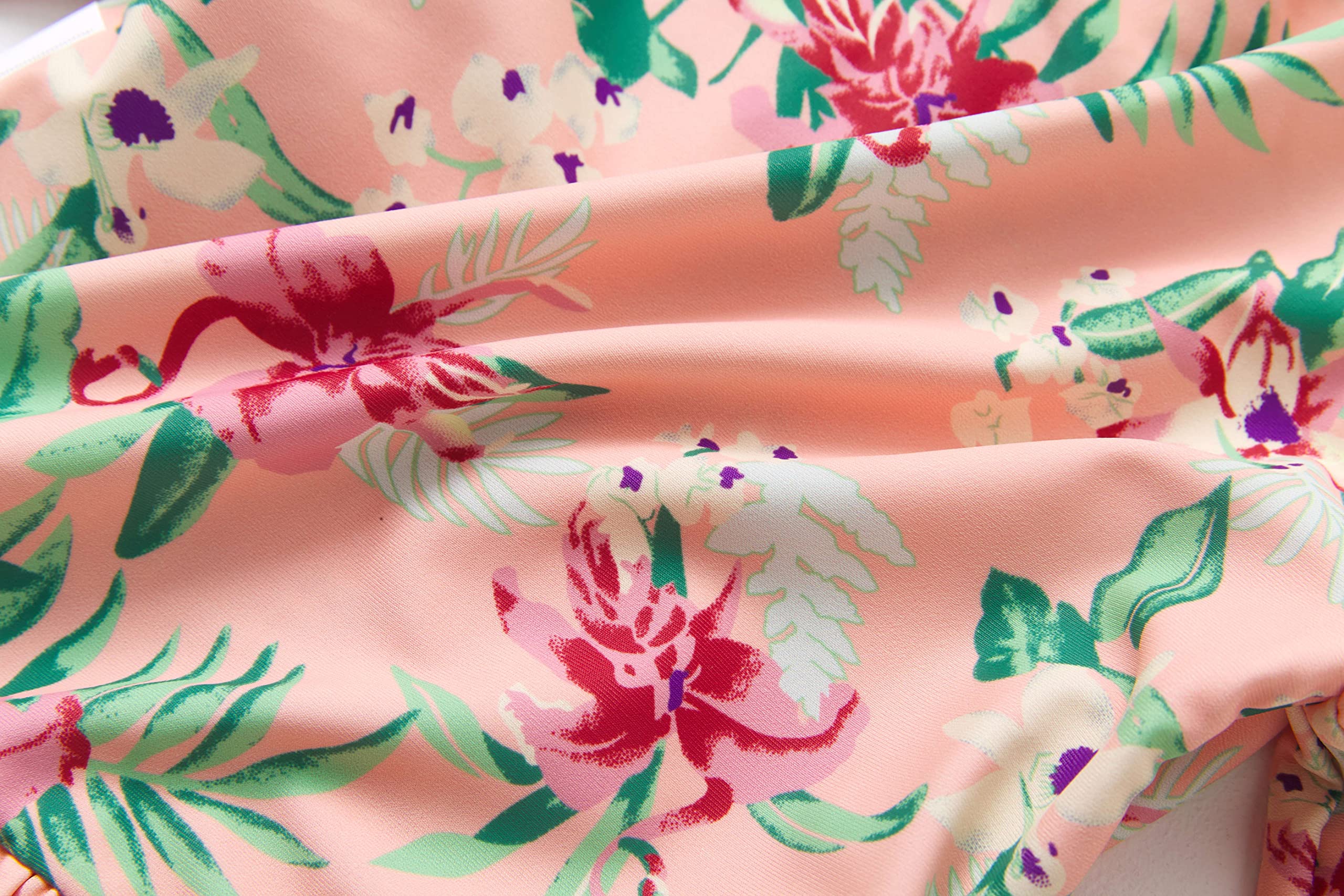 BONVERANO Costume da bagno da bambina, con protezione UV e fiori, fiori