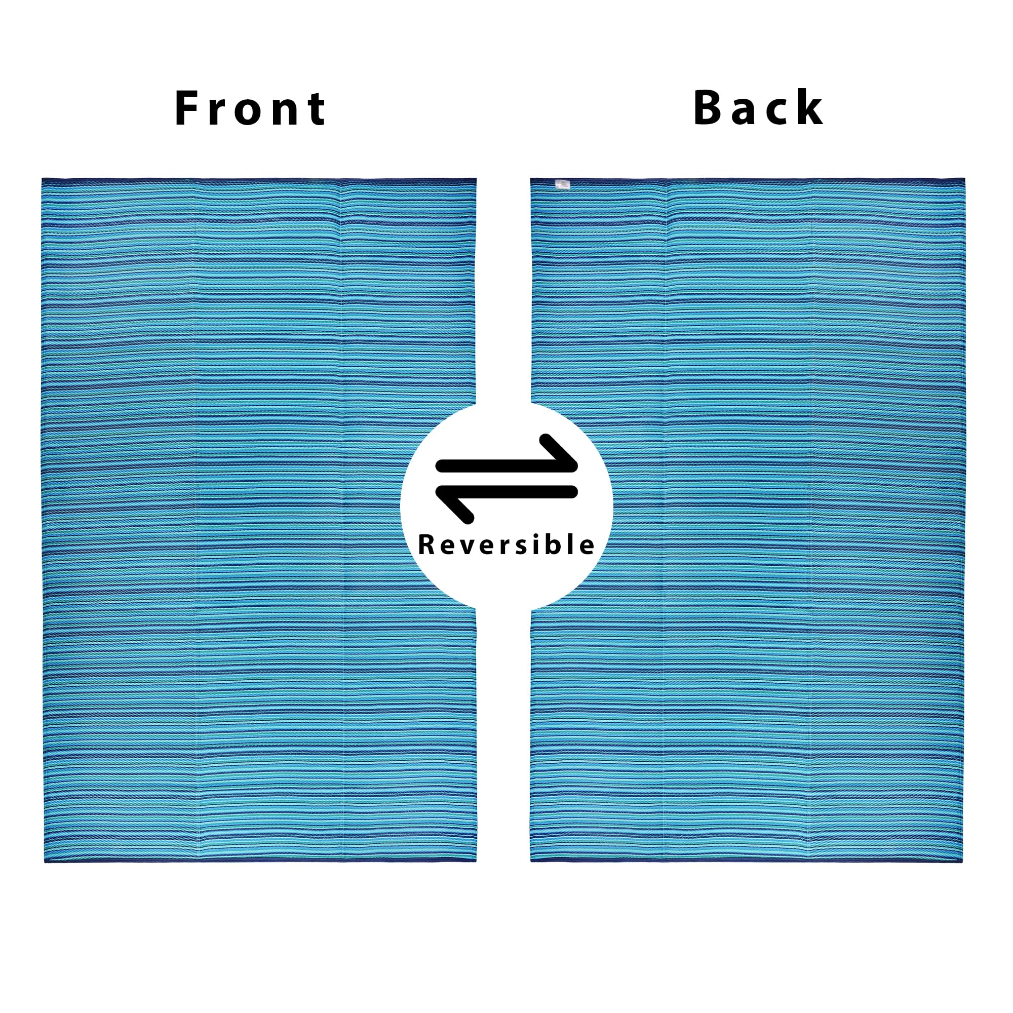 Green Decore Wendbare Camping- und Picknick-Teppiche aus recyceltem Kunststoff, perfekt für Garten, Terrasse, Picknick, Terrassendielen, Flecken- und wasserabweisend, Türkis, Blau, Grün, 240 x 300 cm
