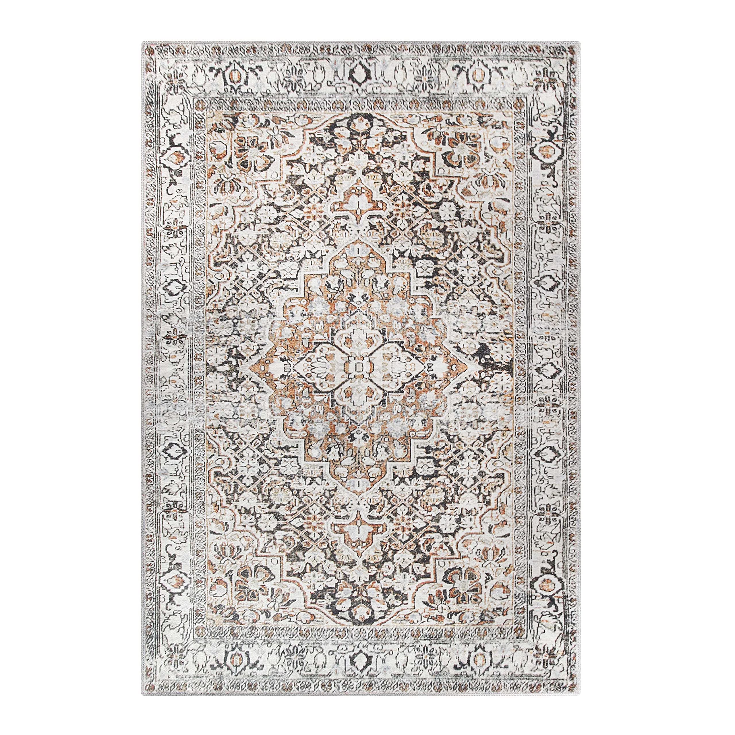 Superior Indoor Large Area Rug, Geometric Floral Home Floor Decor for Living Room, Bedroom, Kitchen, Office, Dining, Soft Throw, Elodi Collection, Mossy Gold, 9' x 12'