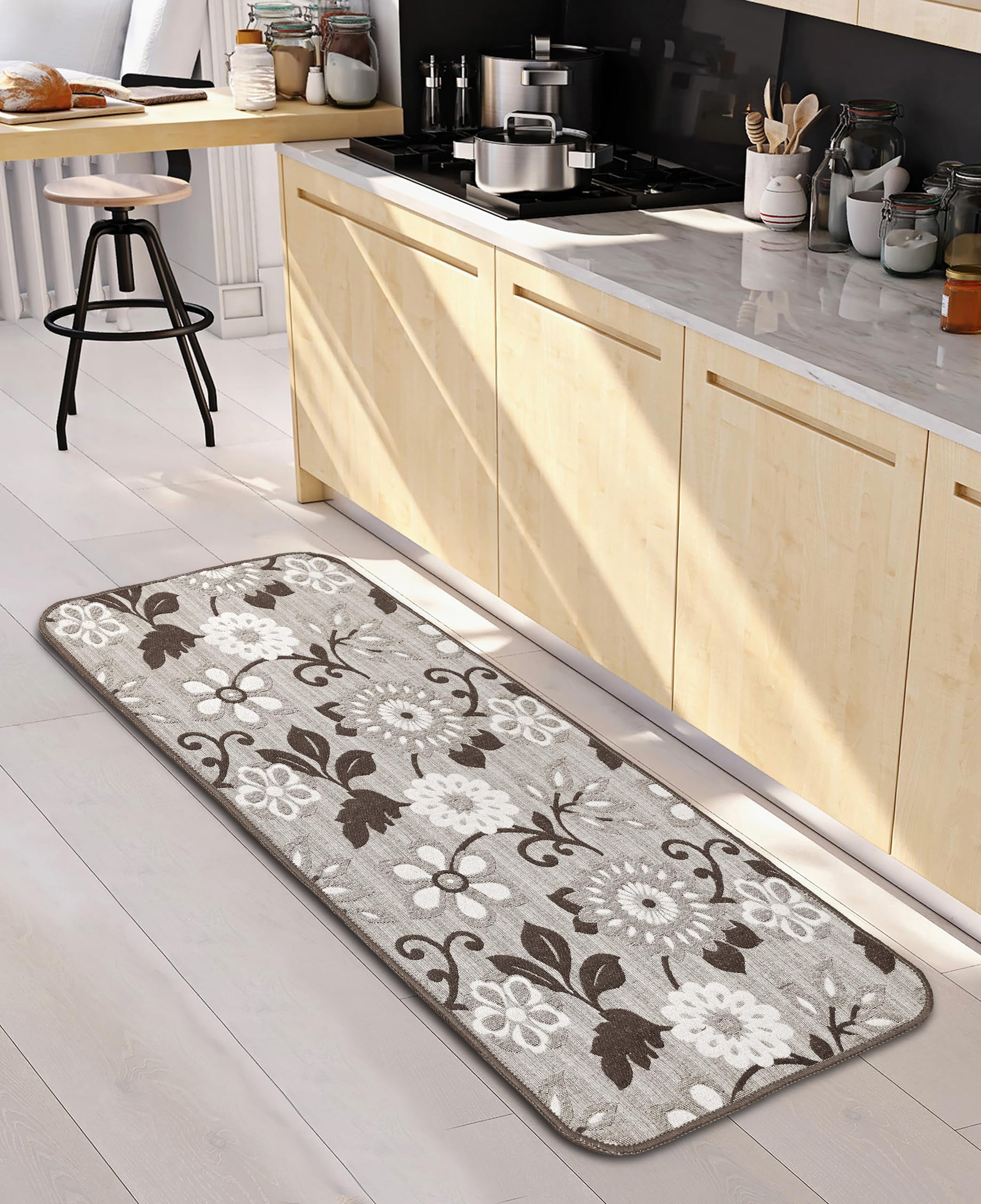 Saral Home Noureau Floral Soft Cotton Durable & Washable Multipurpose Runner for Home/Kitchen/Living Area/Lobby/Office with Anti Skid Backing (Brown, 55 Cm X 180 Cm) (B07RP8BKSM) Amazon Price History, Amazon Price Tracker
