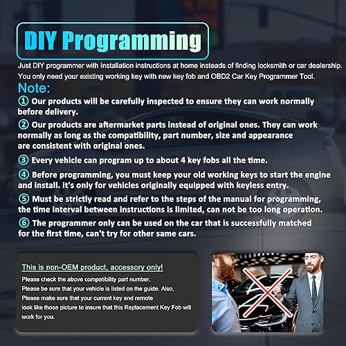 Miniatura 5 de X AUTOHAUX Programador de llaves con control remoto de entrada sin llave de repuesto para Jeep Grand Cherokee 2009-2013 para Jeep Commander