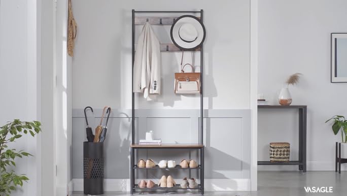 Amazon.com: VASAGLE Coat Rack, Hall Tree with Shoe Storage