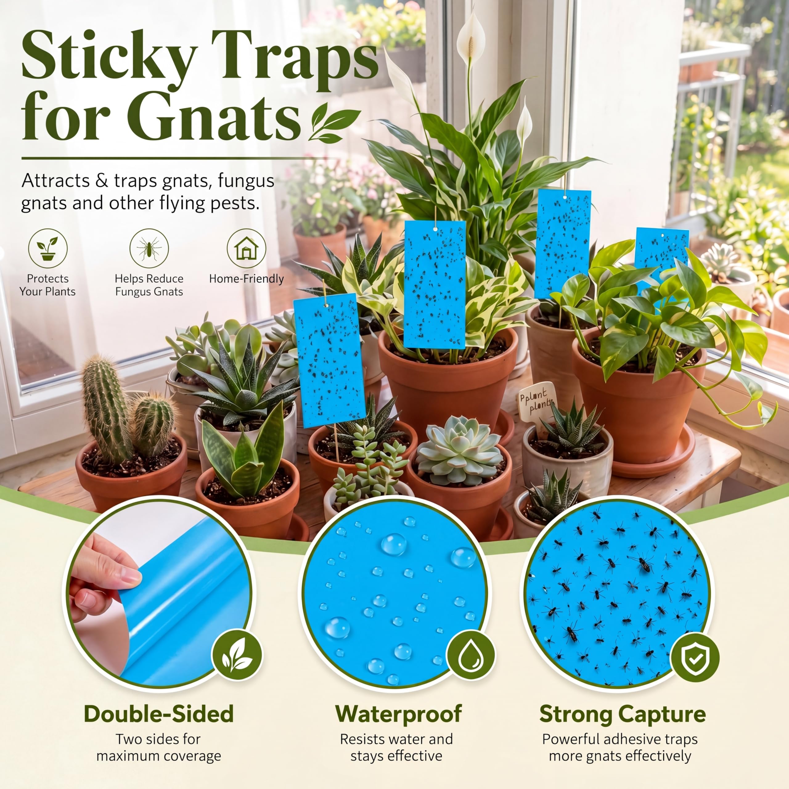 Qualirey 100 trampas adhesivas de doble cara para plantas voladoras, insectos como moscas blancas, pulgones, 7.87 x 3.9 pulgadas, trampas adhesivas para mosquitos de la fruta, para interiores y
