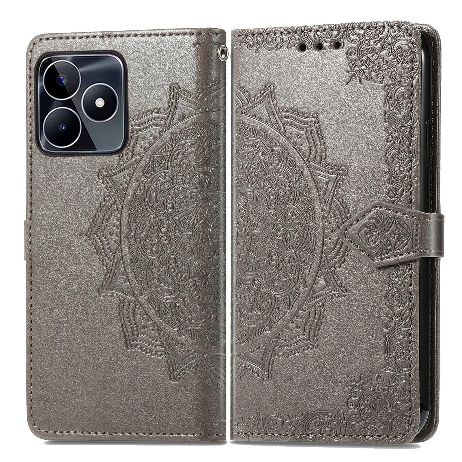 YKNIUFLY Cover per Realme C53/Realme Note 50, Pelle PU Premium Magnetico Flip Case Custodia, Slot per Schede, Funzione Staffa, Portafoglio Cover per Realme C53/Realme Note 50.(Oro