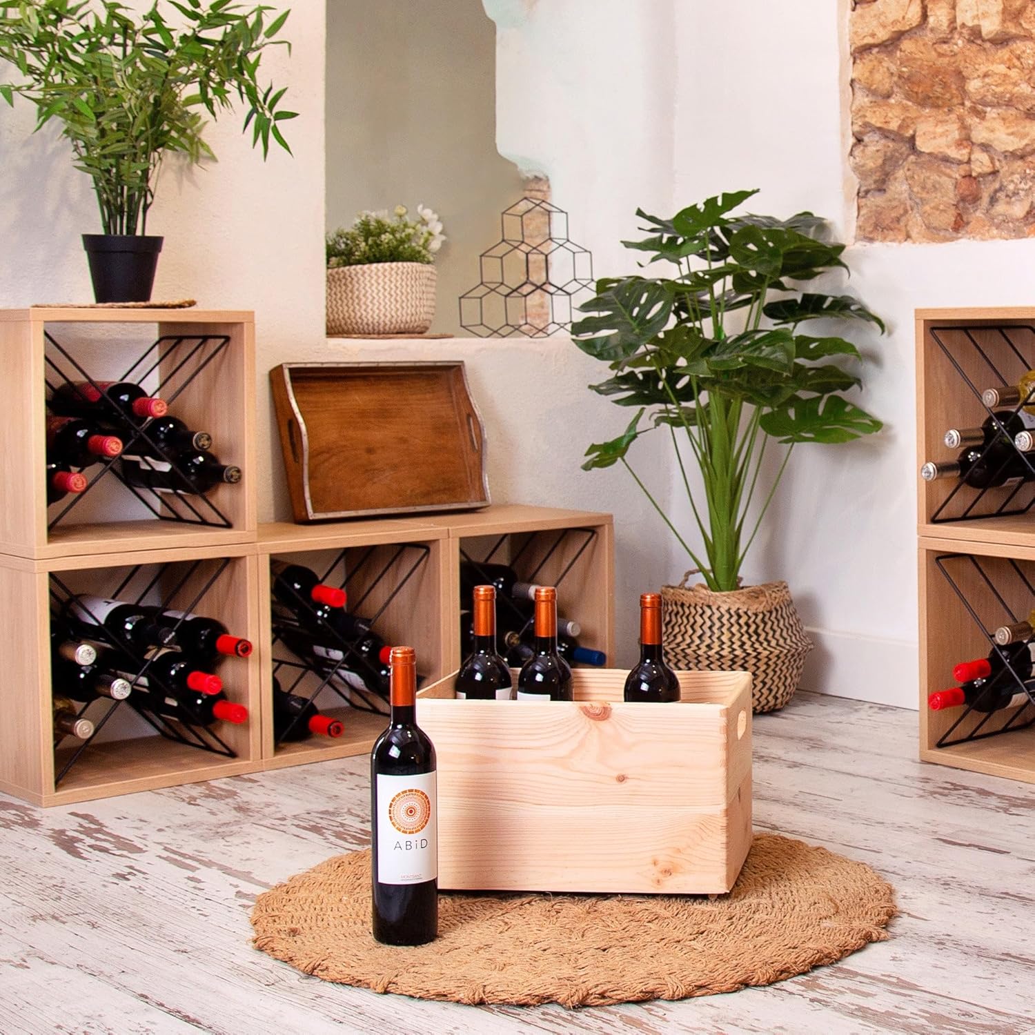 Compactor Copenhagen Wine Cube, Holds 12 Bottles, Metal and Wood, Brown/Black, 36 x 30 x 36.5 cm, RAN8953