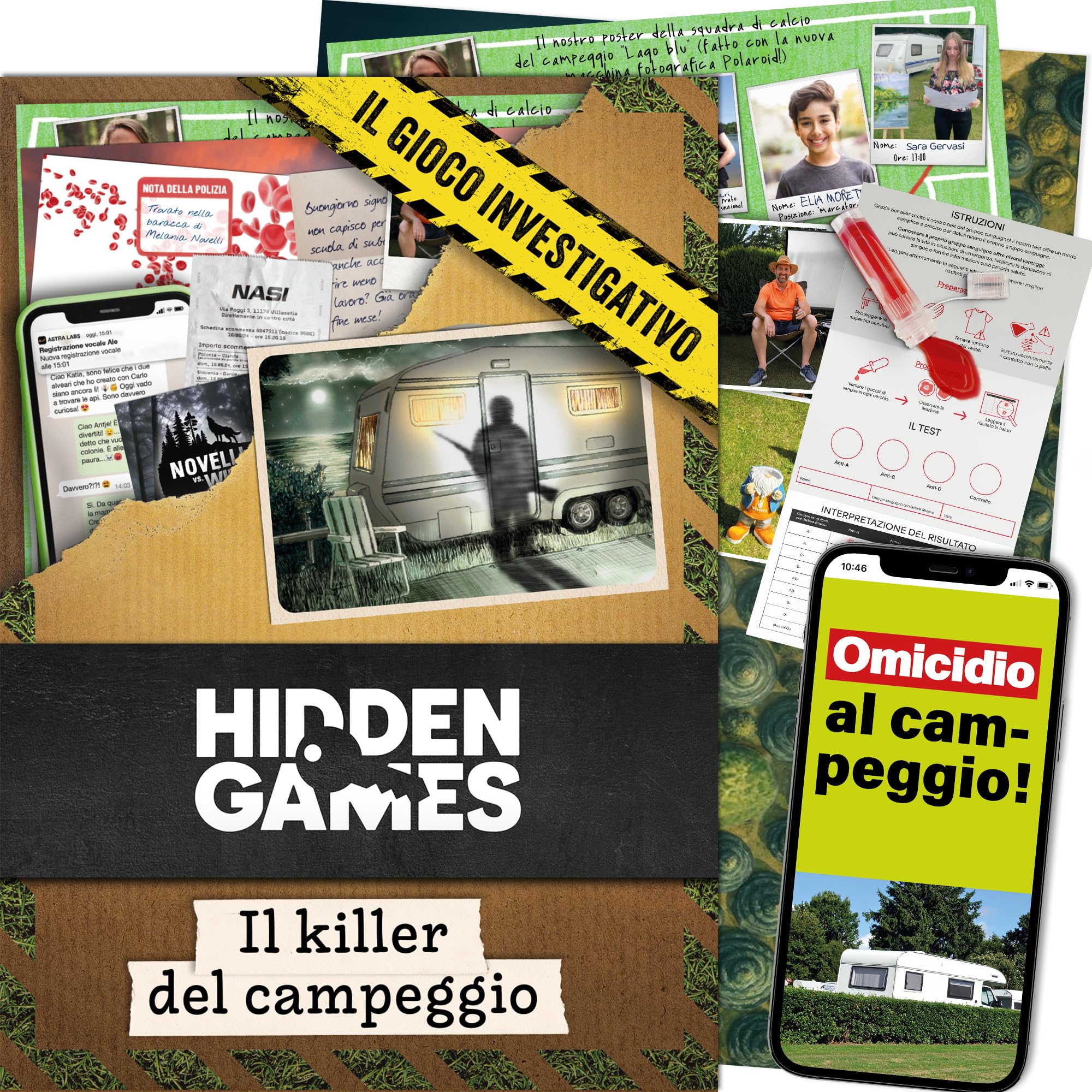 Hidden Games Luogo del Reato – Il killer del campeggio – Gioco investigativo, tipo Escape Room da tavolo, giochi nascosti, risolvi un caso, detective gallo, caso da risolvere, cold case gioco