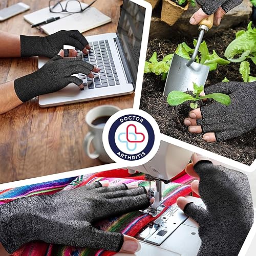 Miniatura 3 de Guantes de compresión para artritis desarrollados por médicos Incluye manual escrito por el médico idioma español no garantizado Alivia los síntomas