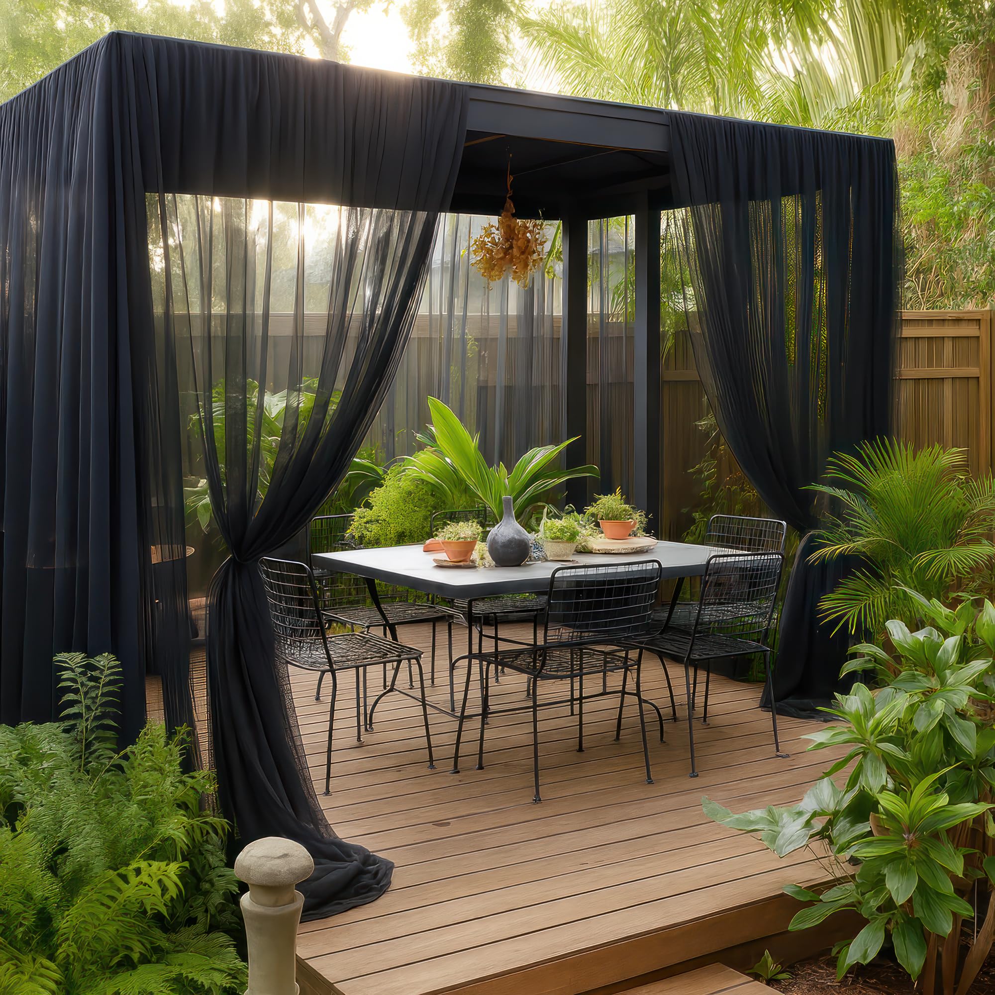 Schwarzes Moskitonetz 3x6 Meter Netz | Insektennetz für Gartendecke, Terrasse, Outdoor & Fenster | Insektenschutznetz Feinmaschig | Gartennetz Mesh-Bildschirmnetz