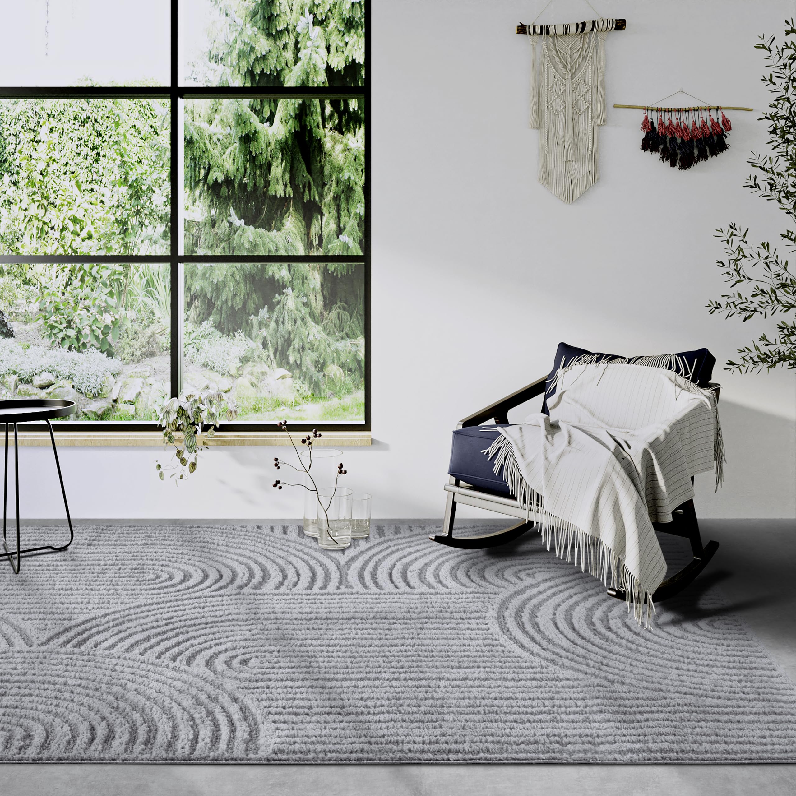 THE RUGS Chappe High Pile Rug Runner 80 cm x 120 cm Grey