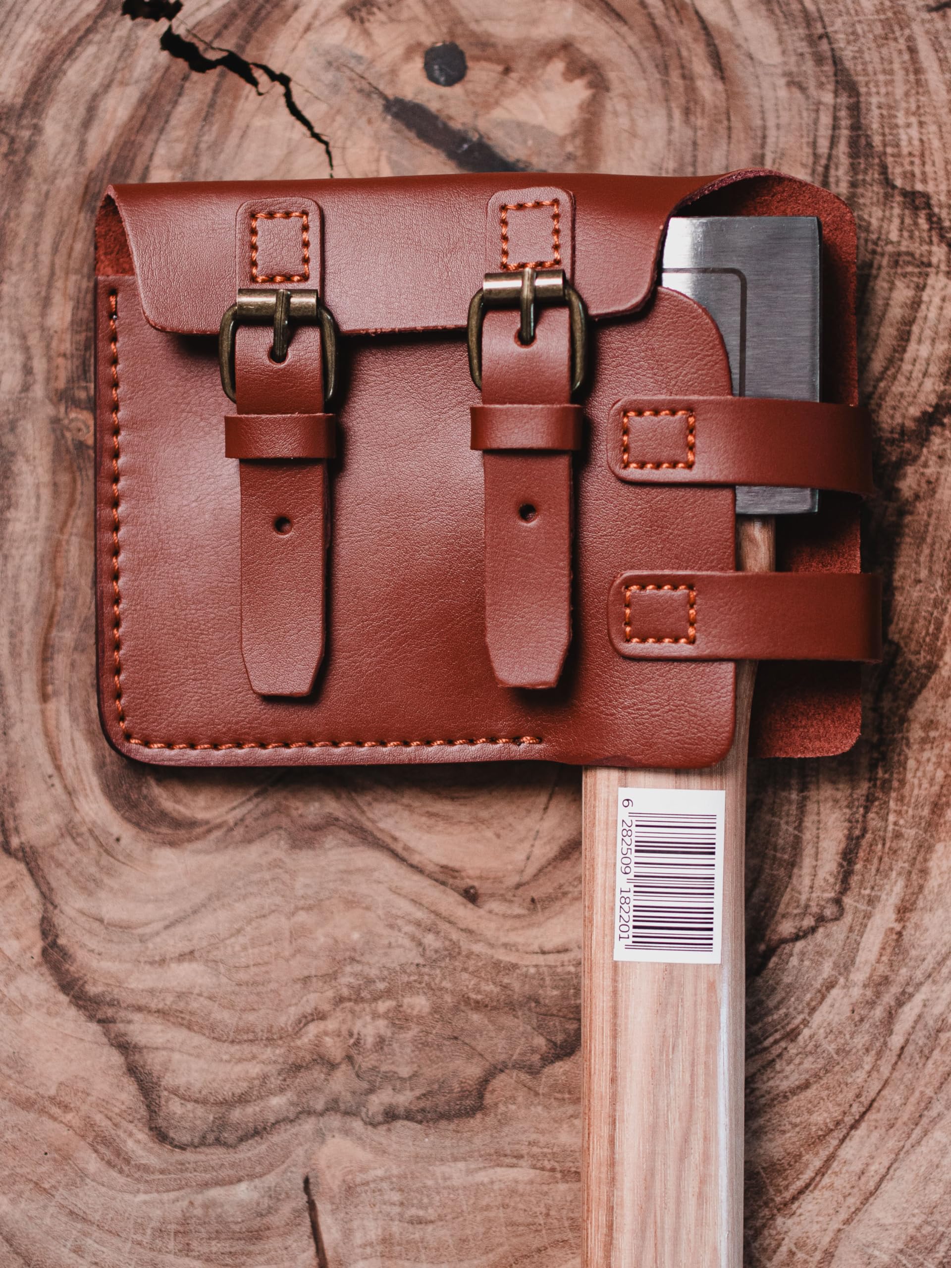 WATL Universal Axe Head Sheath - Premium Protection for Your Axe Blade - Durable, Adjustable, and Secure Fit - Ideal for Outdoor Enthusiasts and Axe Thrower (Leather)