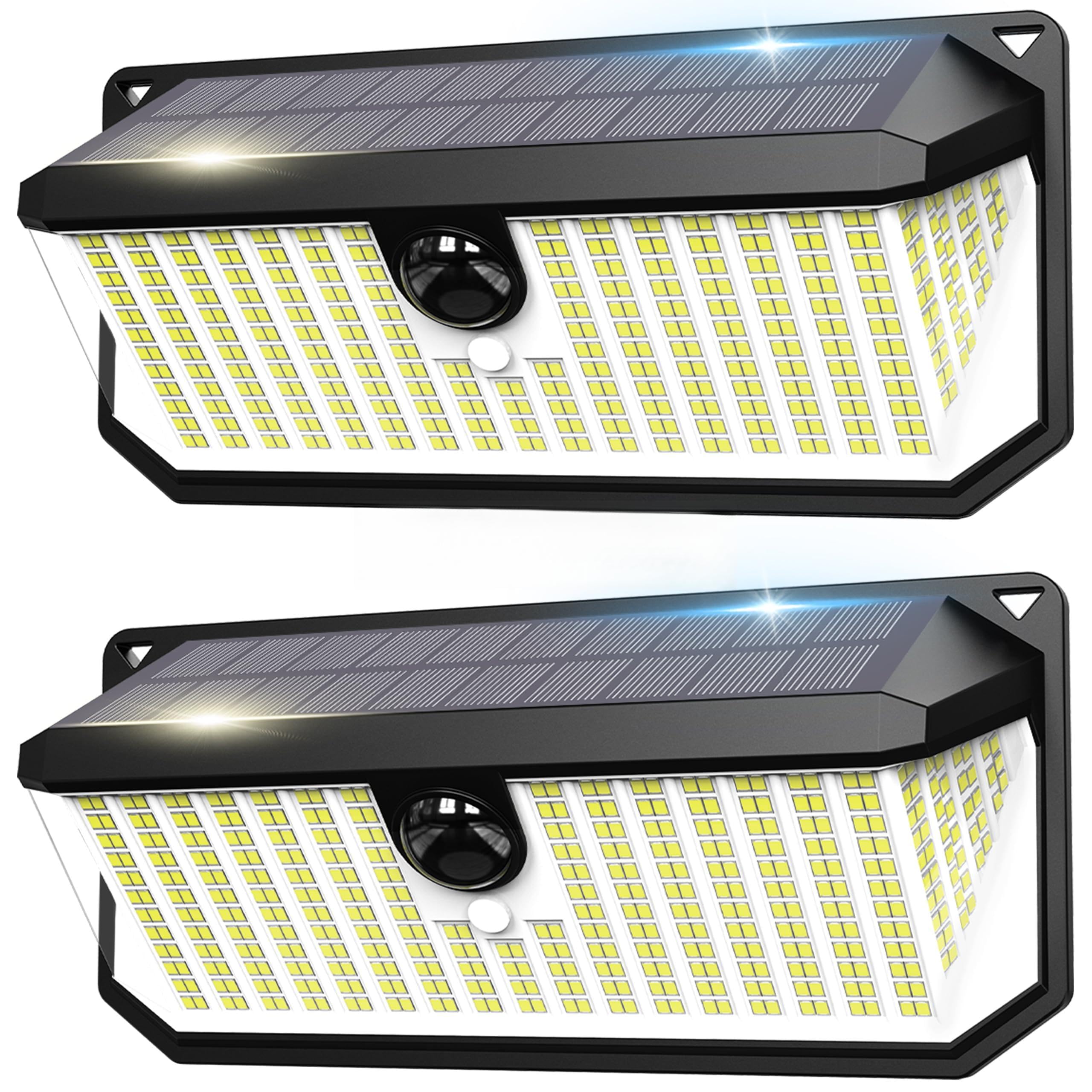 466LED 4000Lm Solar Light Outdoor Waterproof for Security, 270° Angle & 3 Lighting Modes Motion Sensor Outdoor Lights IP68 Solar Lights for Porch Fence Garden Backyard Dusk Garage 2pack