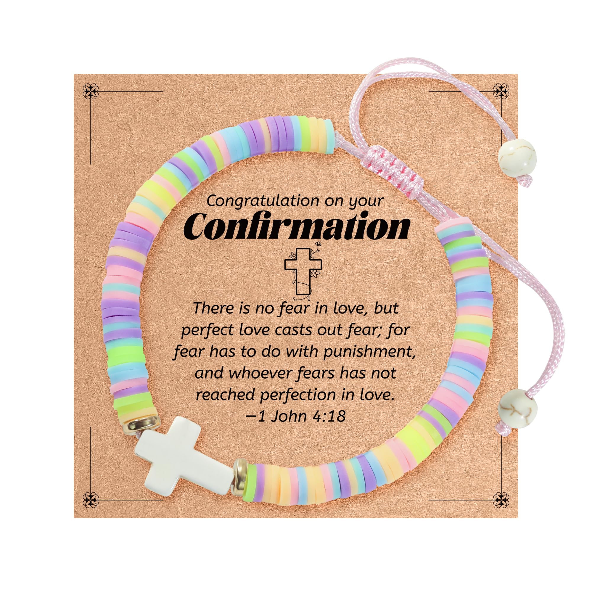 BAYLAY Easter/First Communion/Baptism/Confirmation Gifts for Women - Colorful Bead Bracelets Easter Basket Essentials Stuffers for Teens, Cross Bracelet Easters Egg Fillers Christian Gifts for Teen