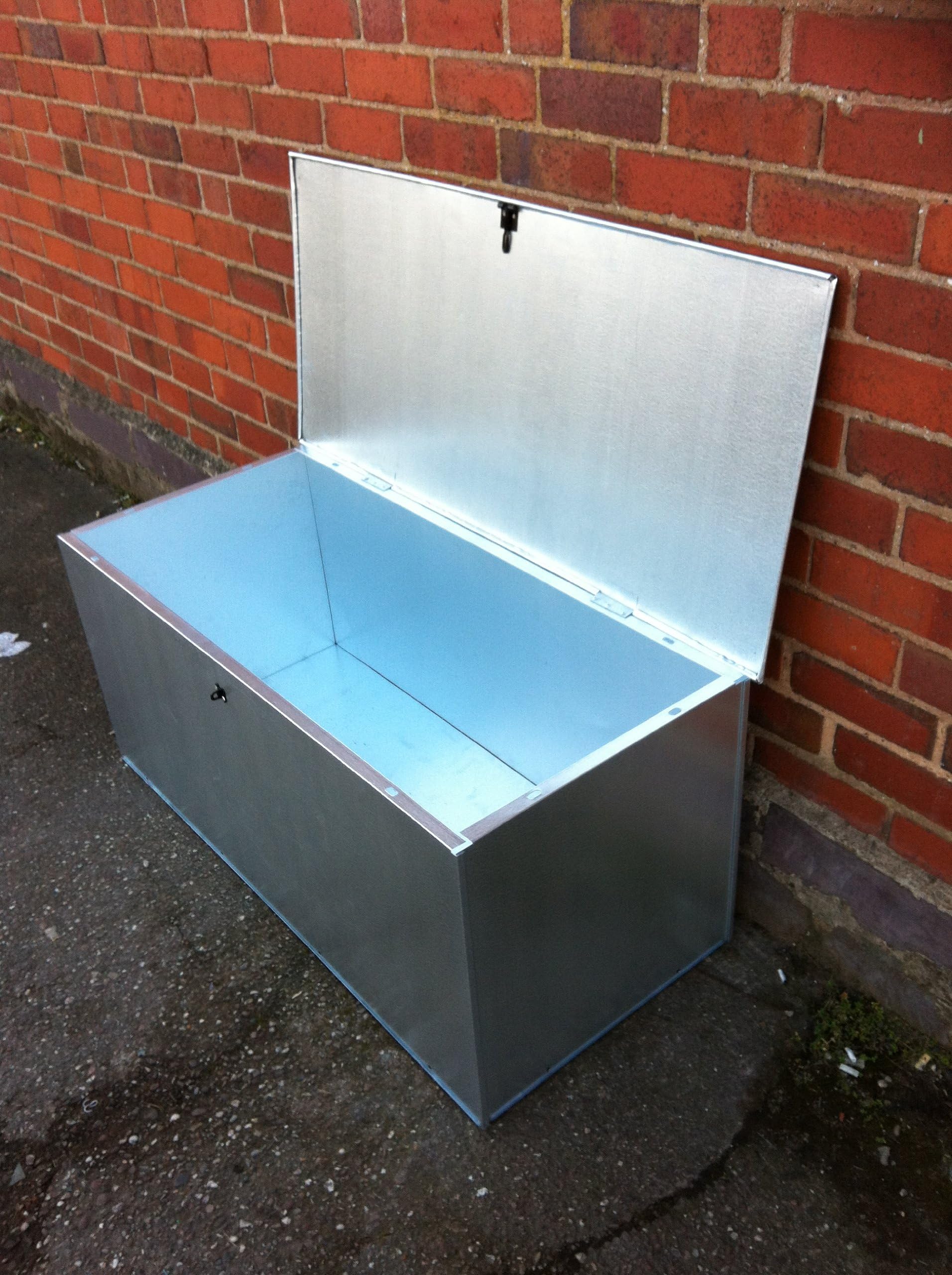 ASA METAL PRODUCTS Low Galvanised Feed Bin, Horse, Secure, Storage Bin, 112 cm (L) x 50 cm (W) x 5 cm (H), Grey