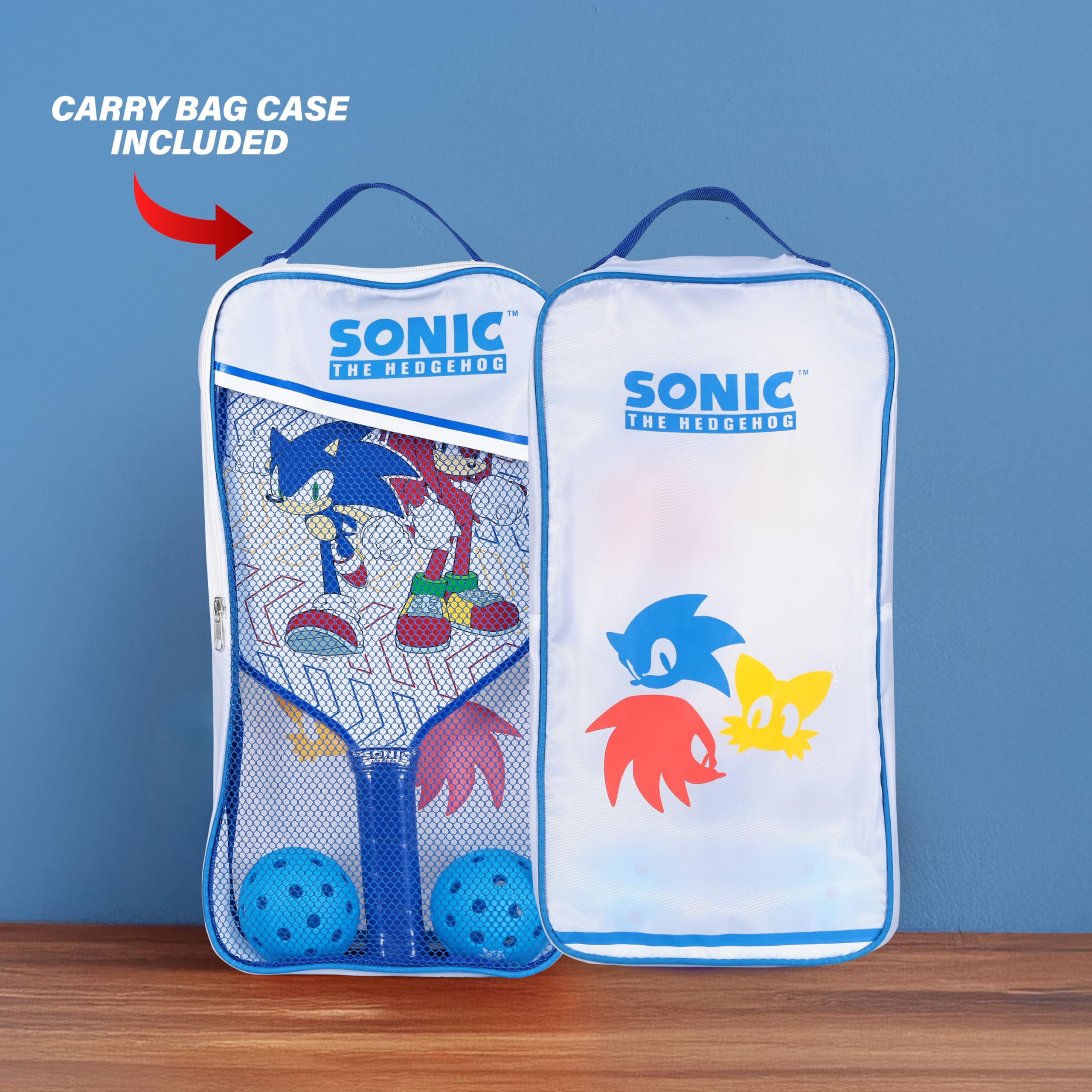 Sonic – Set di 3 pezzi in fibra di vetro con pagaia in fibra di vetro resistente e pickleballs, pagaia leggera ad alte prestazioni per giochi interni ed esterni